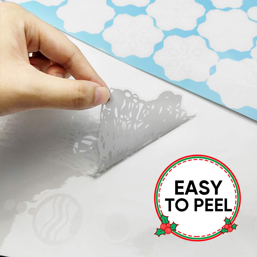 195 PCS Snowflake Christmas Window Clings - Holiday Decorative Stickers for Glass, Doors & Mirrors - 8 Sheets - Perfect for Home, Office & Classroom Decor