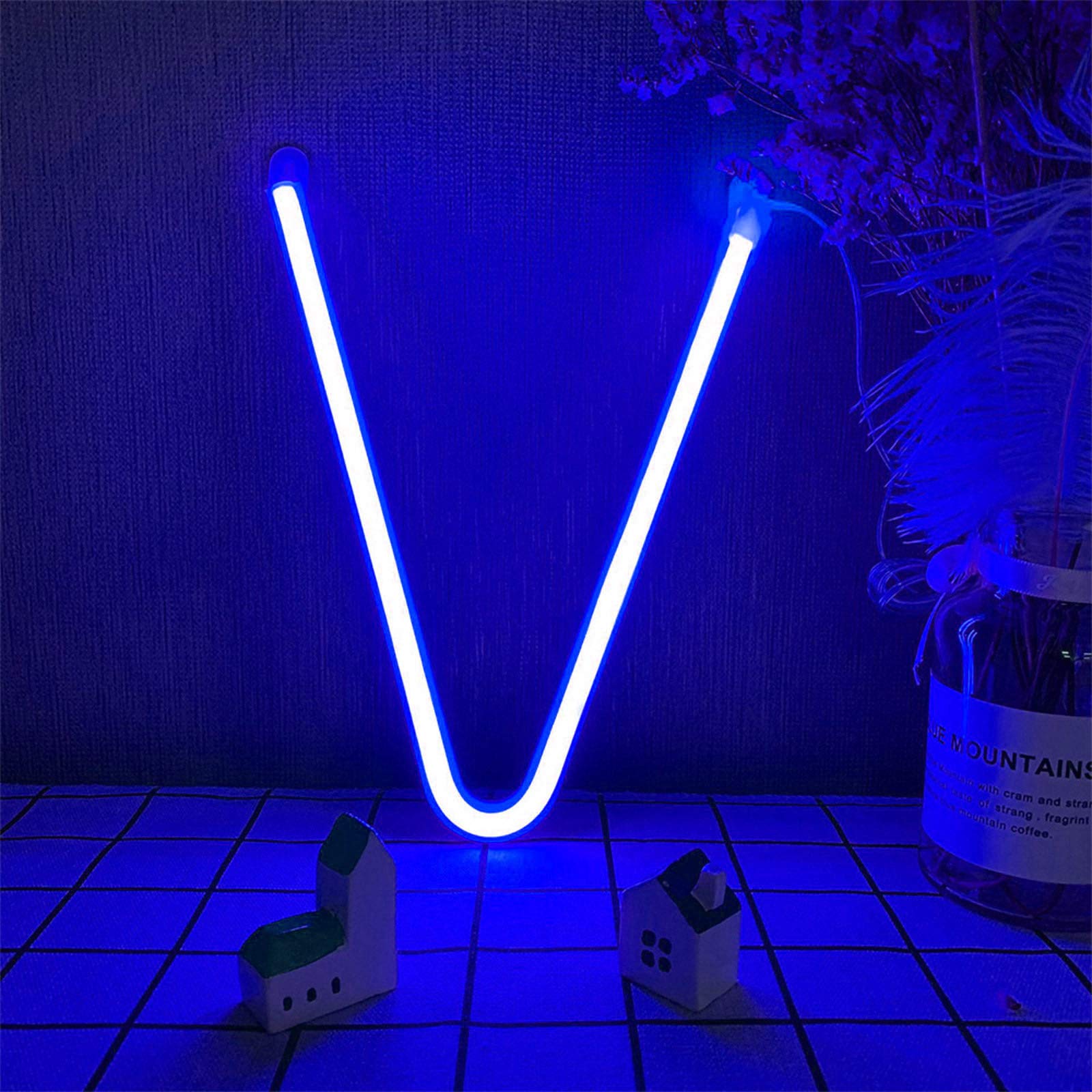ENUOLI Custom LED Neon Sign - Blue Alphabet Letters A-Z, USB & Battery Powered for DIY Name Signs, Wall Decor for Wedding, Birthday, Christmas Party, Bedroom, Bar, Cafe - Perfect for Home Decor & Gift Giving