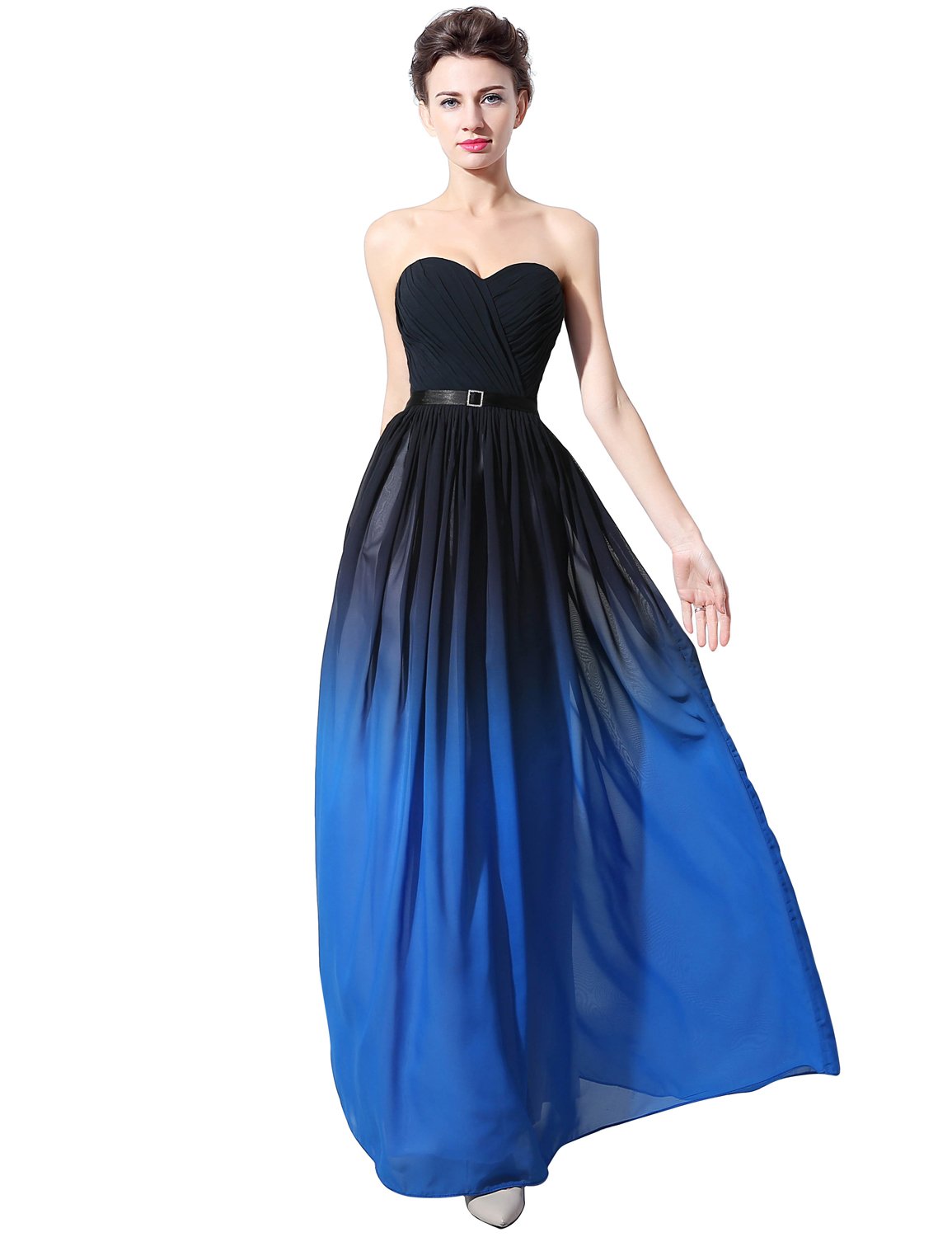 Sarahbridal Women's Long Chiffon Prom Dresses Formal Evening Ball Gowns Gradient Color - Elegant A-Line Floor Length Gown for Homecoming, Wedding Guest, Quinceañera & Special Occasions