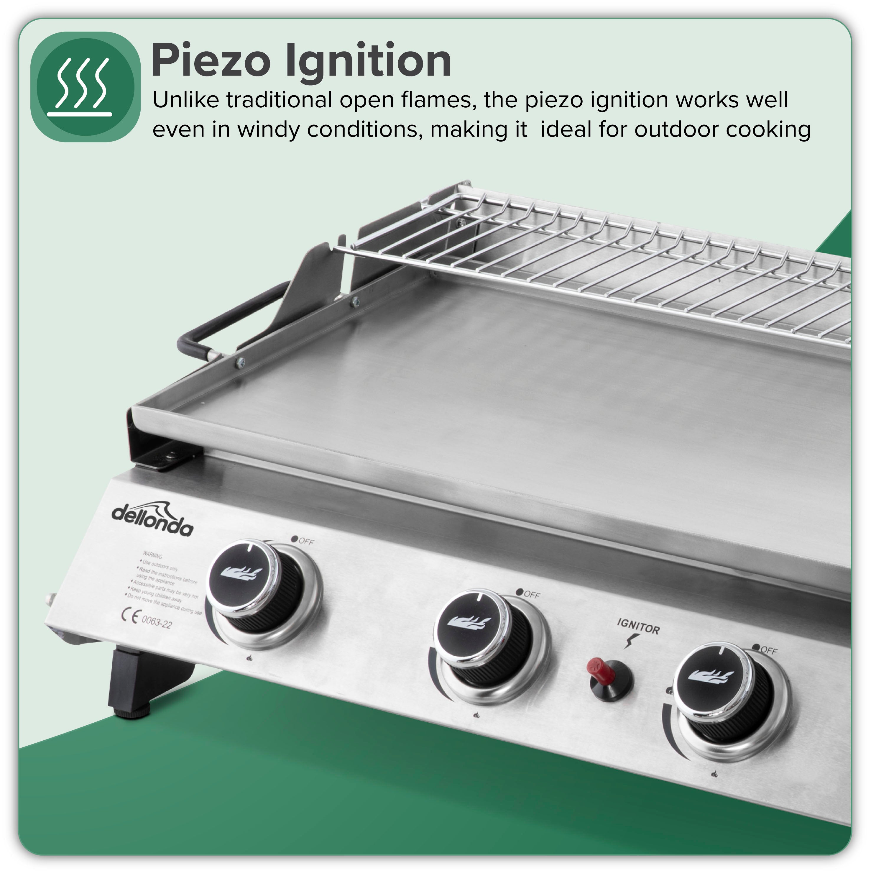 4 Burner Portable Gas Griddle with Warming Rack - 10kW Stainless Steel Commercial Flat Top Grill - Perfect for Outdoor Cooking, Camping, and Backyard BBQs