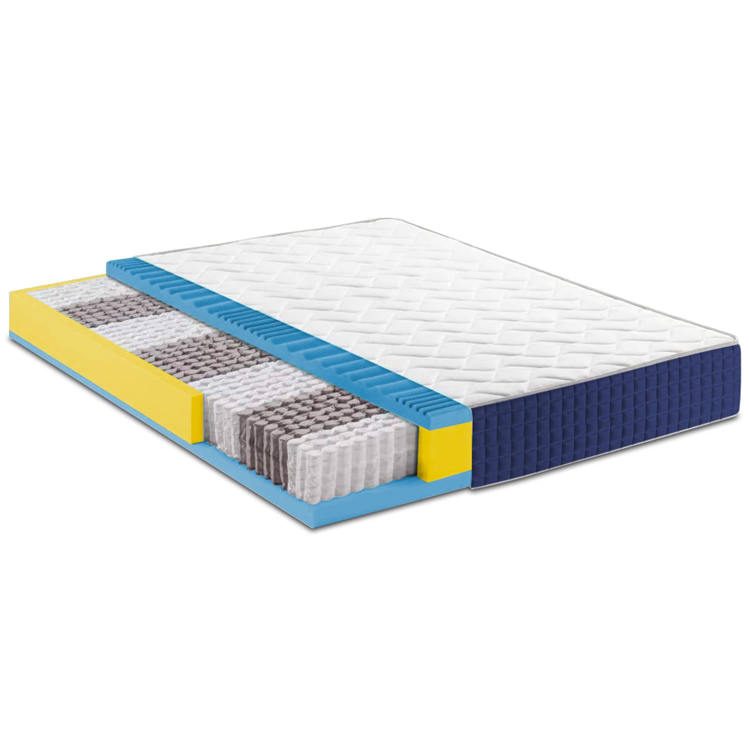 Baldiflex 100x190x25cm Single Pocket Spring & Memory Foam Mattress with 9-Zone Full Air Space Support - Ideal for Small Bedrooms, Guest Beds & Dorm Rooms