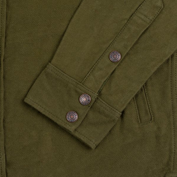 Iron Heart IHSH 331 12oz Moleskin CPO Shirt - Olive Green Heavyweight Workwear Shirt for Men | Durable Outdoor & Casual Wear