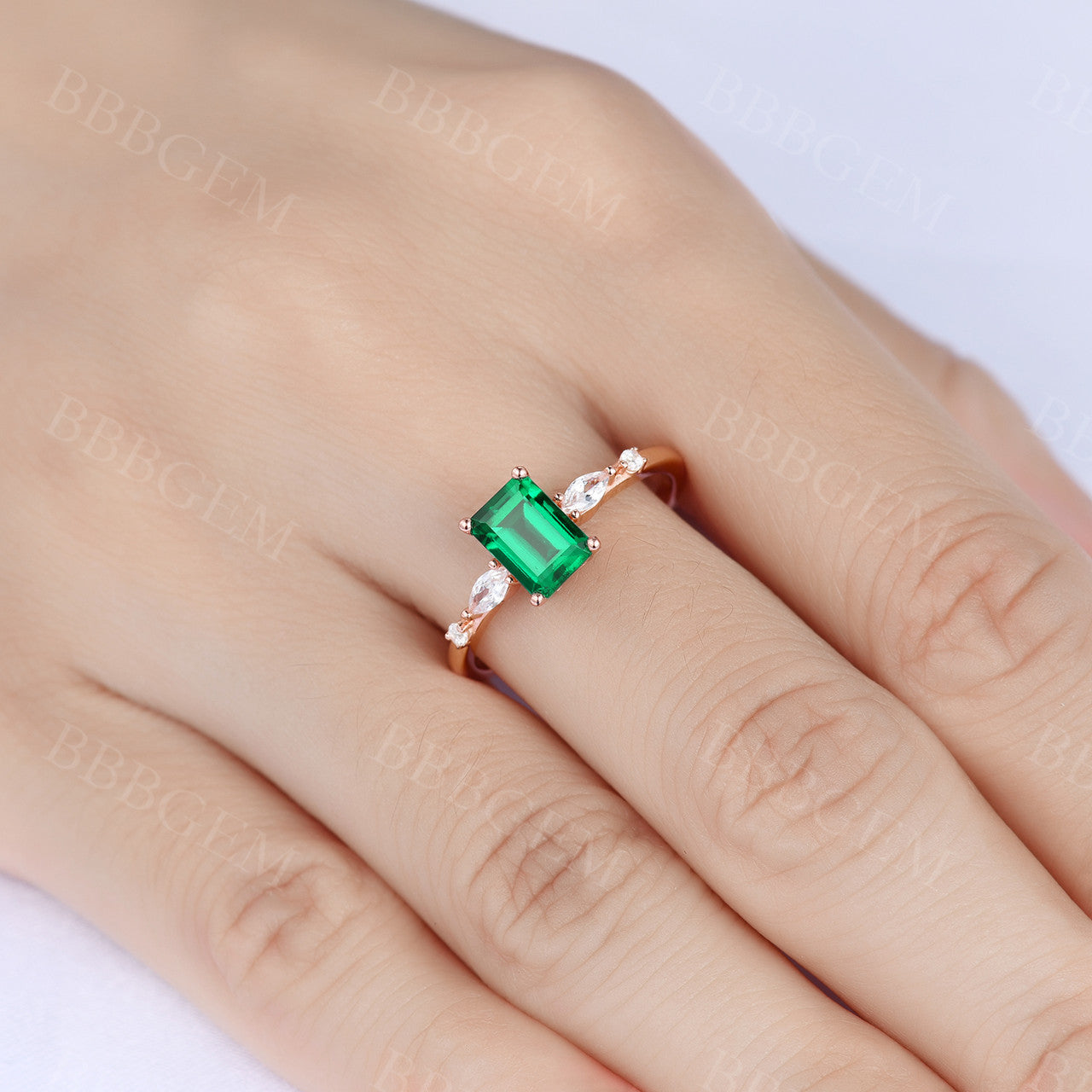 1CT Emerald Cut Lab-Created Moissanite Ring in Rose Gold – Perfect for Engagement, Wedding, Anniversary & Everyday Elegance