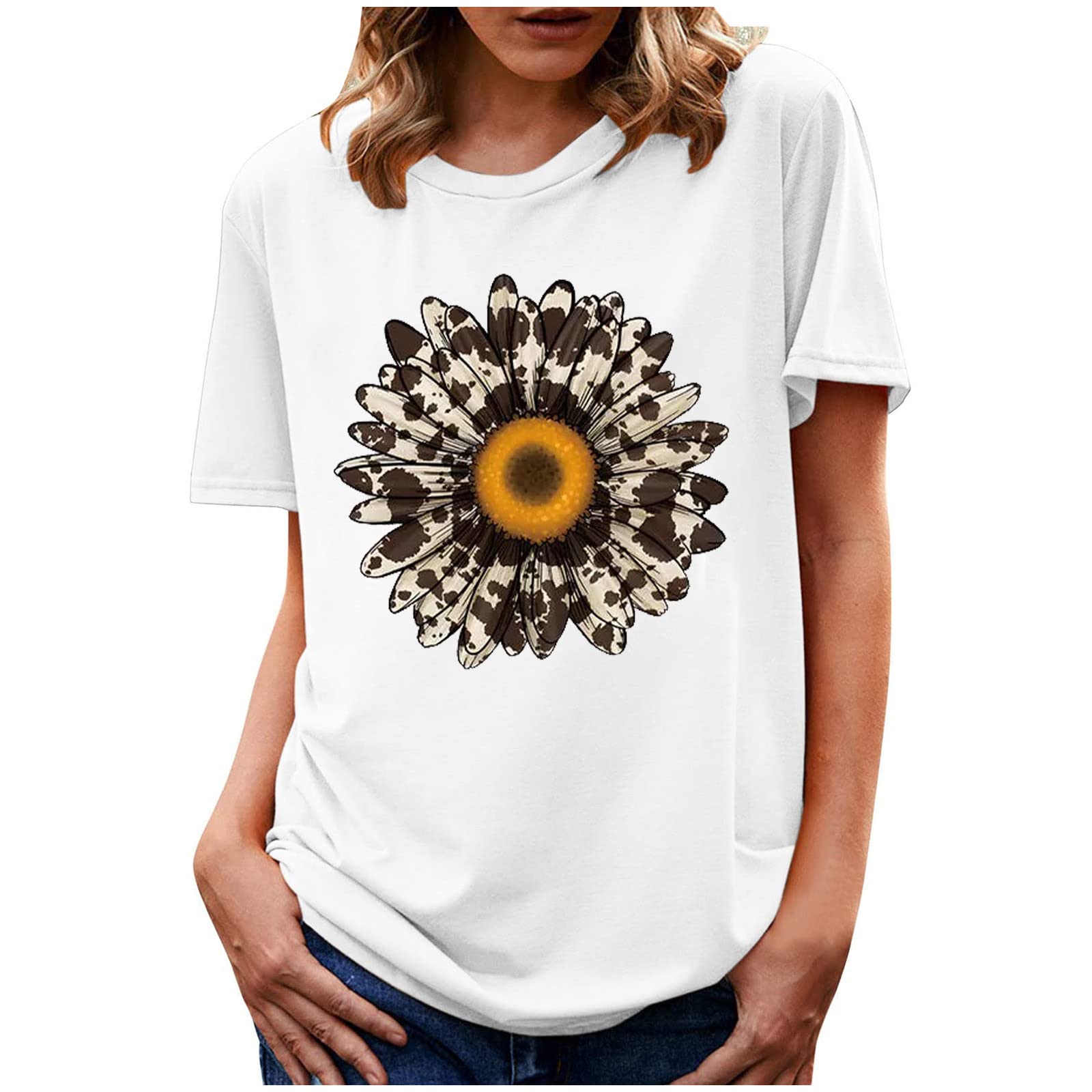 Women's Loose Fit Casual Summer T-Shirt - Printed Short Sleeve Round Neck Blouse | Comfortable & Stylish for Everyday Wear, Outings & Vacation