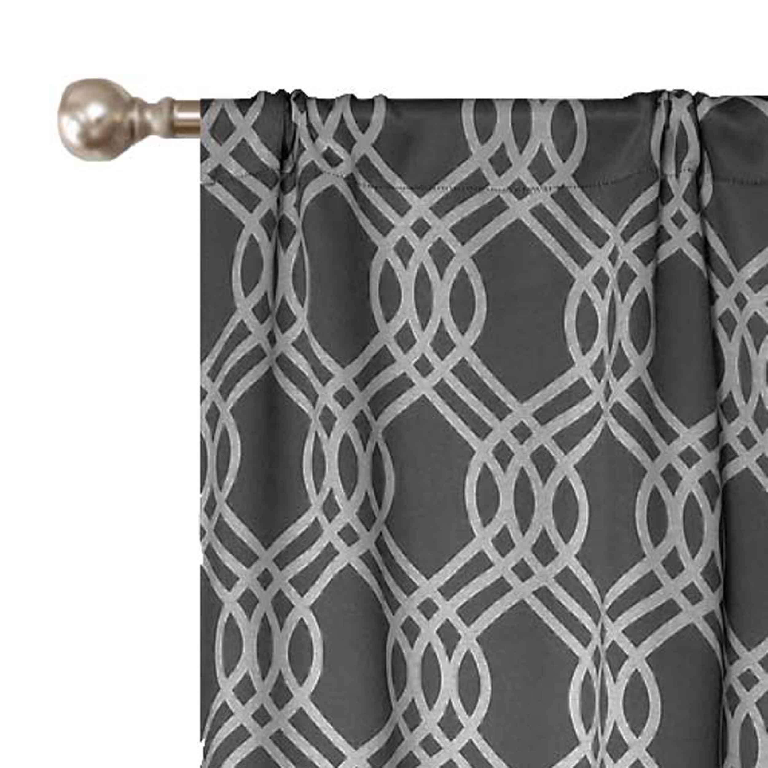 Blackout Curtains for Bedroom - Washable Room Darkening Ribbon Trellis Curtain Panel Set - Perfect for Nursery, Home Theater & Light Sleepers