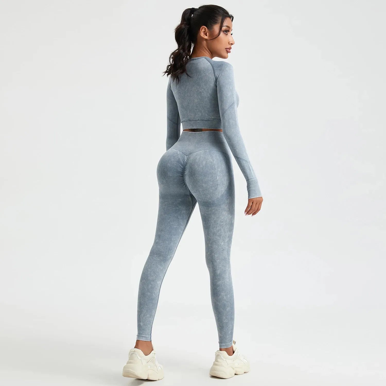 Women's Autumn Wash Skinny Stretch Sport Pants Set - Comfortable Activewear for Yoga, Running & Gym Workouts