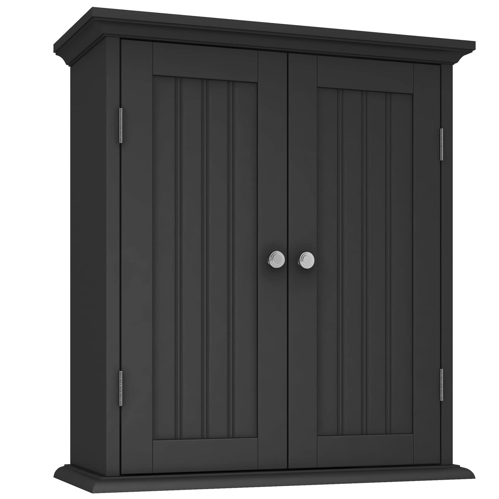 ChooChoo Bathroom Wall Cabinet - Over The Toilet Space Saving Storage Organizer with 2 Doors & Adjustable Shelves, Medicine Cabinet for Bathroom Organization (Black) - Perfect for Small Bathrooms, Apartments & Powder Rooms