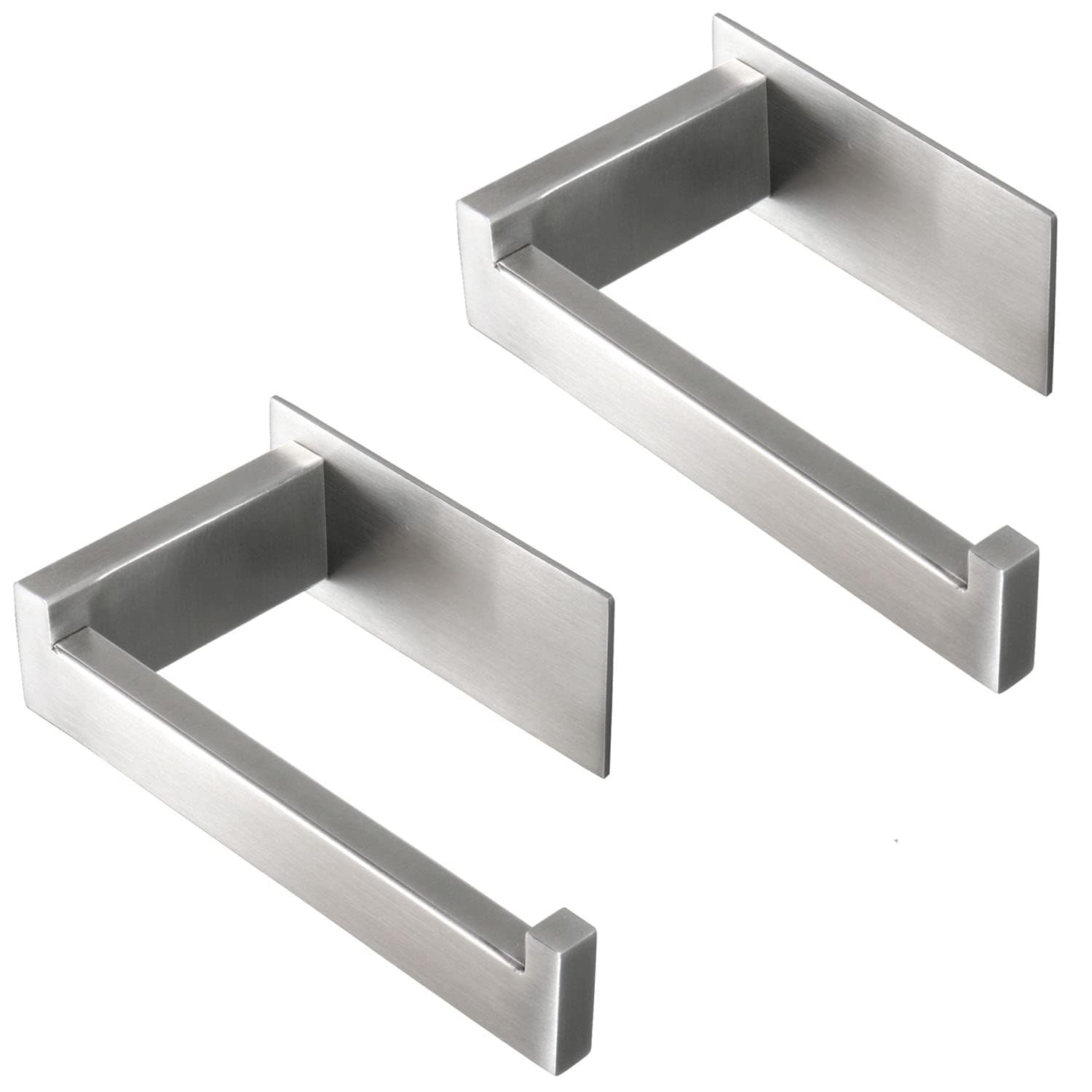 Self-Adhesive Stainless Steel Toilet Paper Holder - No Drill Rustproof Bathroom Tissue Roll Rack (2 Pack, Brushed Nickel) for Home, Office & RV - Easy Installation & Space-Saving Design