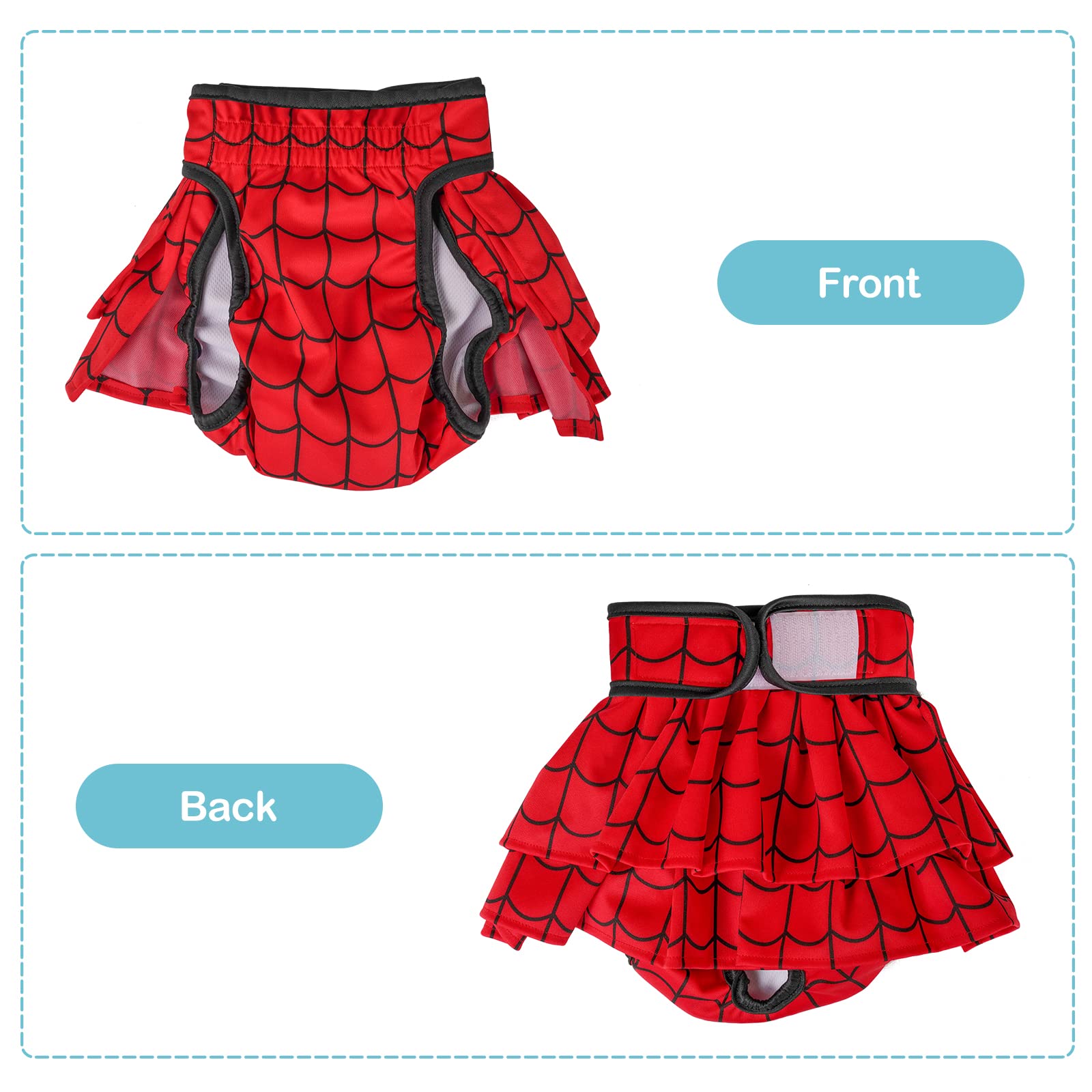 Avont 3 Pack Washable Female Dog Diapers - Reusable Pet Diapers for Heat Cycle & Incontinence (XS/6-8.5