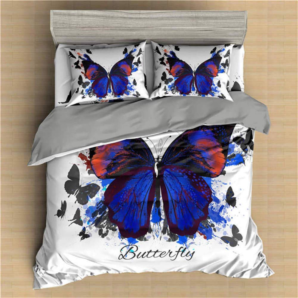 3D Purple Butterfly Printed Queen/King Size Duvet Cover Set with Pillowcases - Soft Bedding Set for Home Decor, Twin Size 68x86 Inches (173x218cm) - Perfect for Master Bedroom, Guest Room & Dormitory Decorations