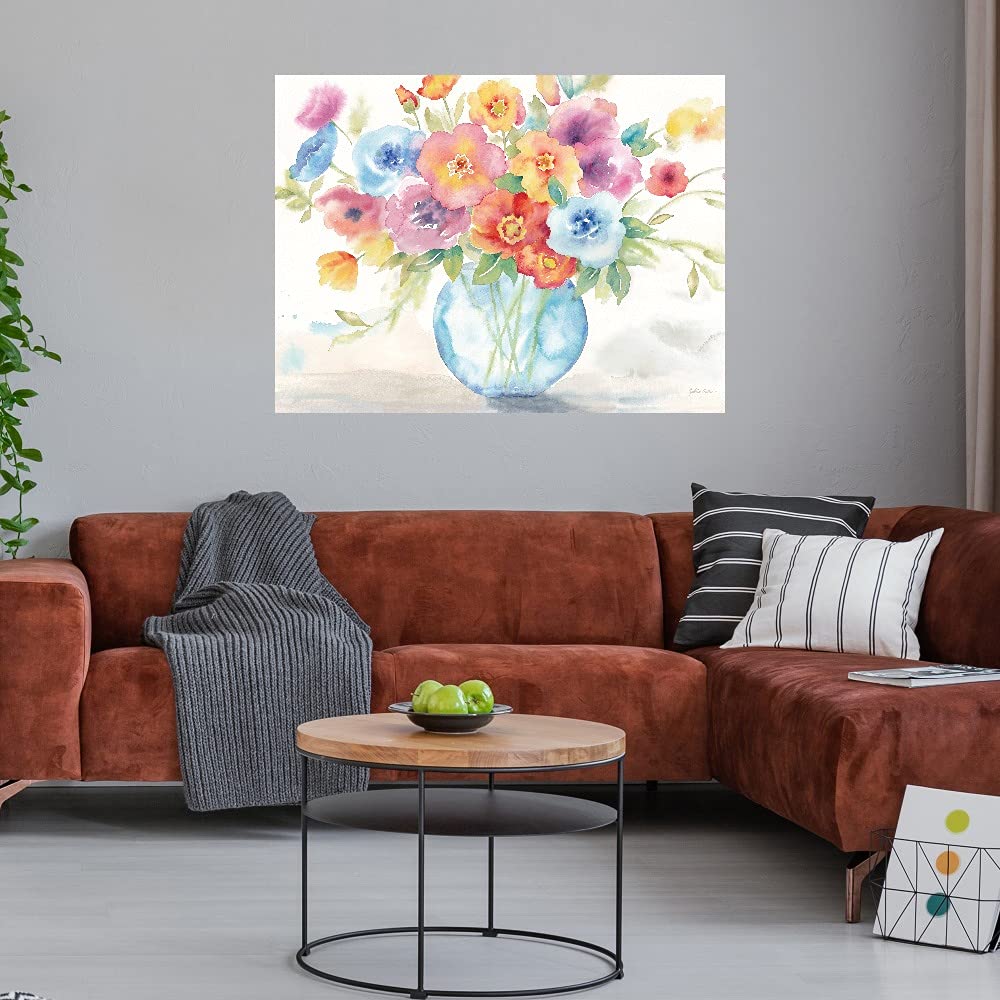 Vibrant Poppies Floral Canvas Wall Art - Hand-Painted by Artist Cynthia Coulter - 32x24 Inch Framed Ready-to-Hang Painting for Living Room, Bedroom, Office Decor - Perfect Gift for Housewarming & Home Decoration