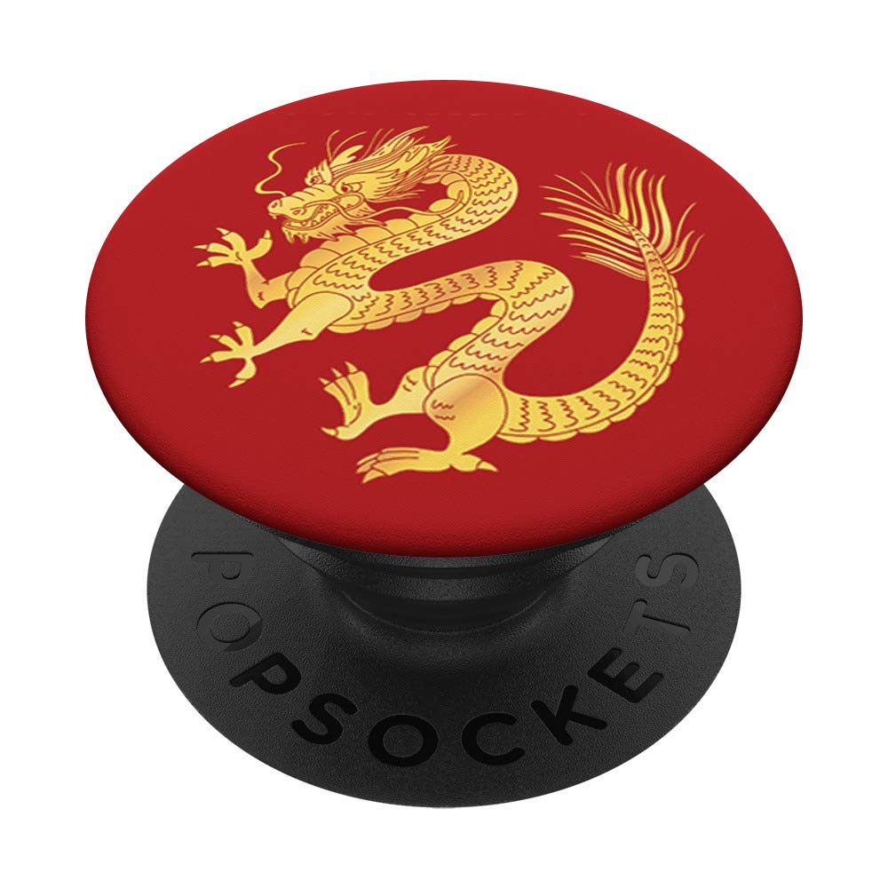 Chinese Dragon PopSockets Swappable PopGrip - Gold & Red Phone Grip Stand for iPhone, Samsung, Smartphones - Perfect for Gaming, Selfies, and Daily Use