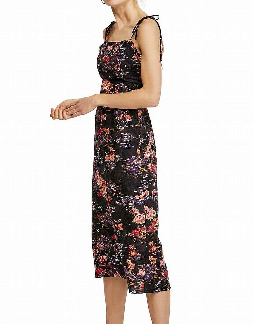 Free People Women's Floral Print Tie Shoulder Midi Dress - Boho Beach Party & Summer Vacation Outfit for Women