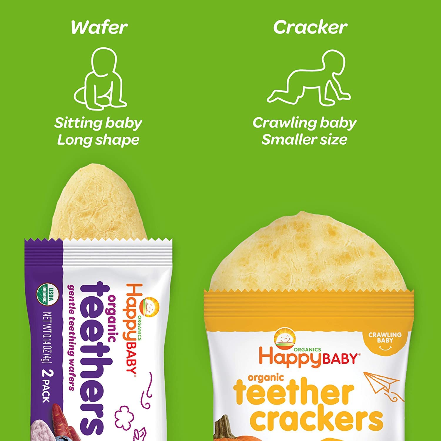 Happy Baby Organics Teething Wafers - Gluten Free, Vegan Baby Snacks with Blueberry & Purple Carrot - 12 Count (Pack of 6) - Perfect for On-the-Go Snacking & Soothing Sore Gums During Teething