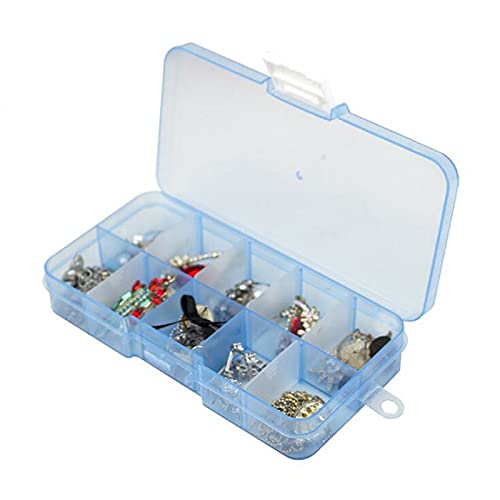 10-Slot Colorful Portable Jewelry Organizer Box - Plastic Storage Case for Rings, Beads, Electronic Parts & Small Tools | Compact Travel Jewelry Case for DIY Crafts, Workshop & Home Organization (Blue)