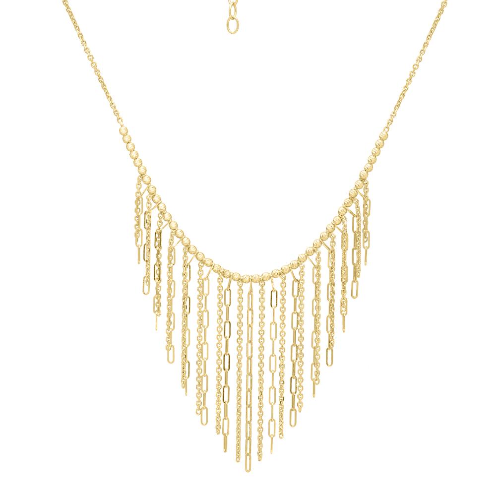 14K Gold Fringe Necklace for Women - Elegant Layered Dainty Chain Jewelry - Perfect for Parties, Weddings & Everyday Wear
