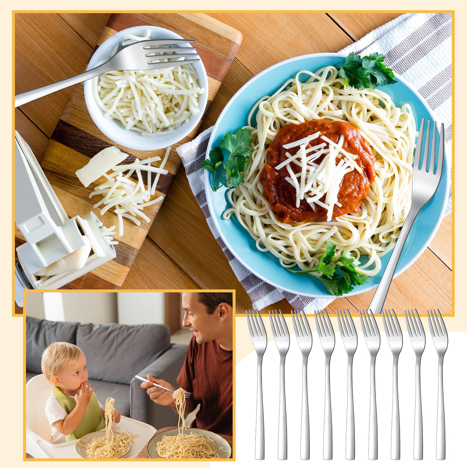 100-Piece Minatee Stainless Steel Dinner Forks Set - 6.9