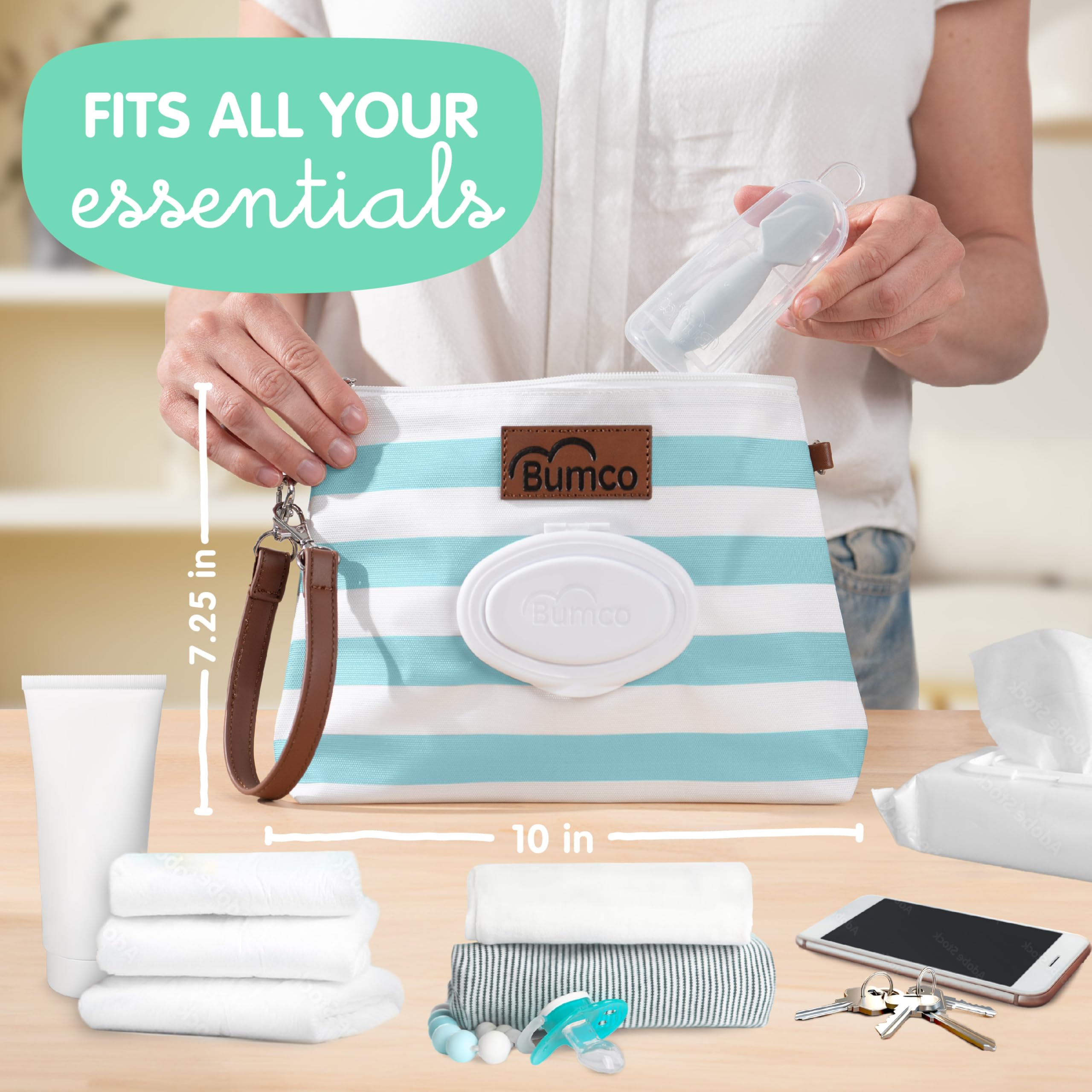 Bumco Diaper Clutch Bag with Wipes Dispenser & BPA-Free Baby Butt Spatula - Compact Travel Organizer for Diaper Cream & Essentials | Perfect for On-the-Go Parents, Daycare & Baby Showers