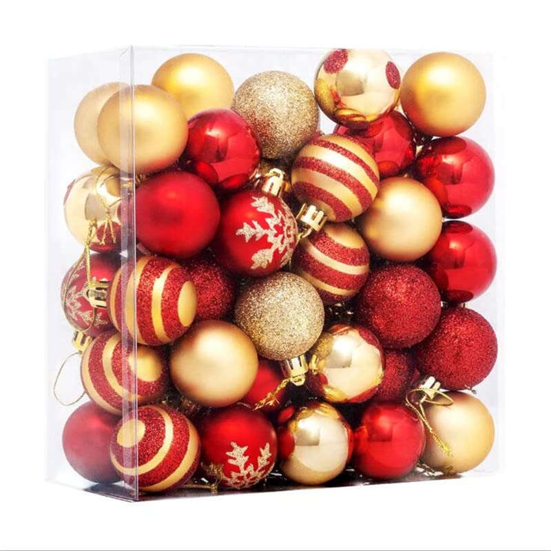 50Pcs 4CM Christmas Tree Ornaments - Shatterproof Hanging Ball Decorations for Xmas Party, Holiday Home Decor & New Year Gifts (Red/Green/Gold) - Perfect for Christmas Trees, Wreaths, Garlands and Festive DIY Crafts