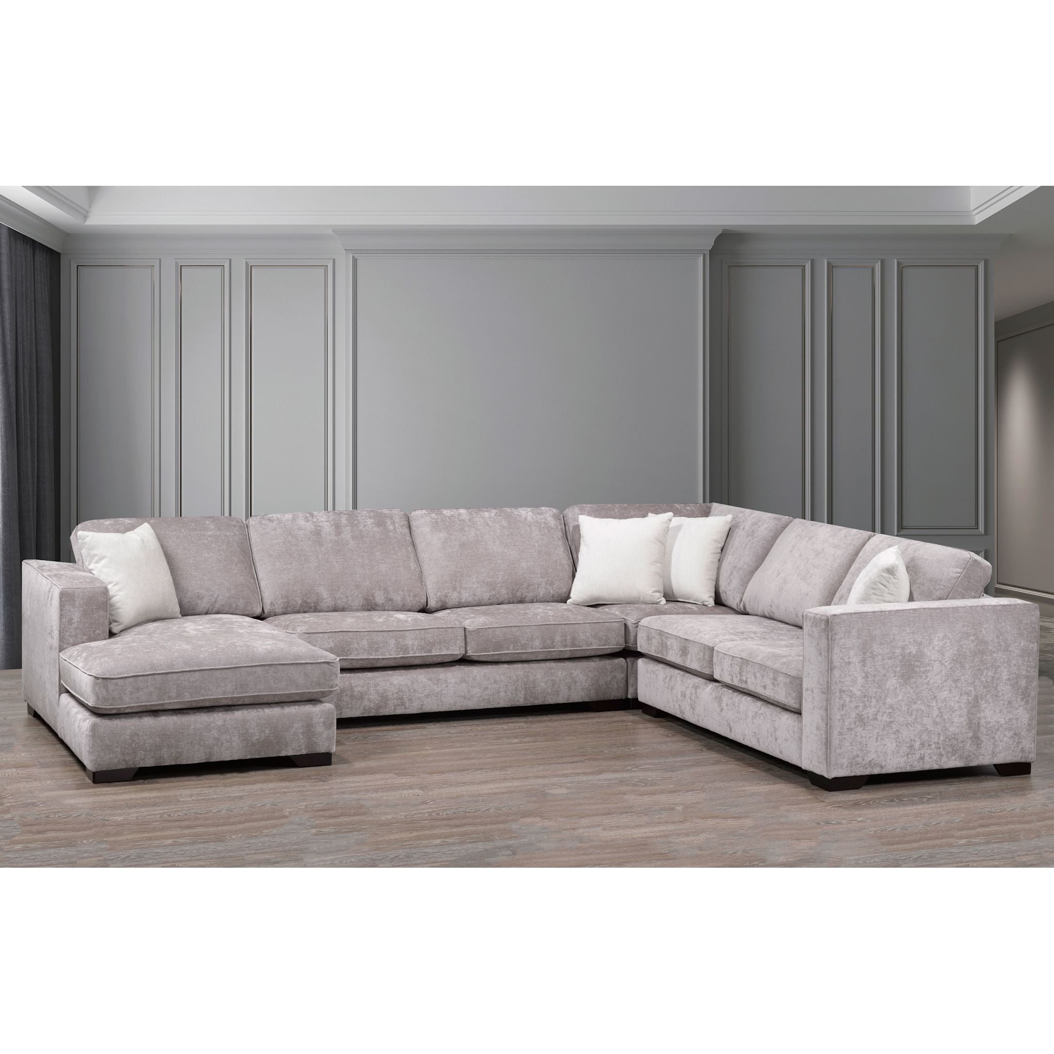 Amber 4-Piece Sectional Sofa Set in Taupe - Modern L-Shaped Couch for Living Room, Family Room & Home Theater