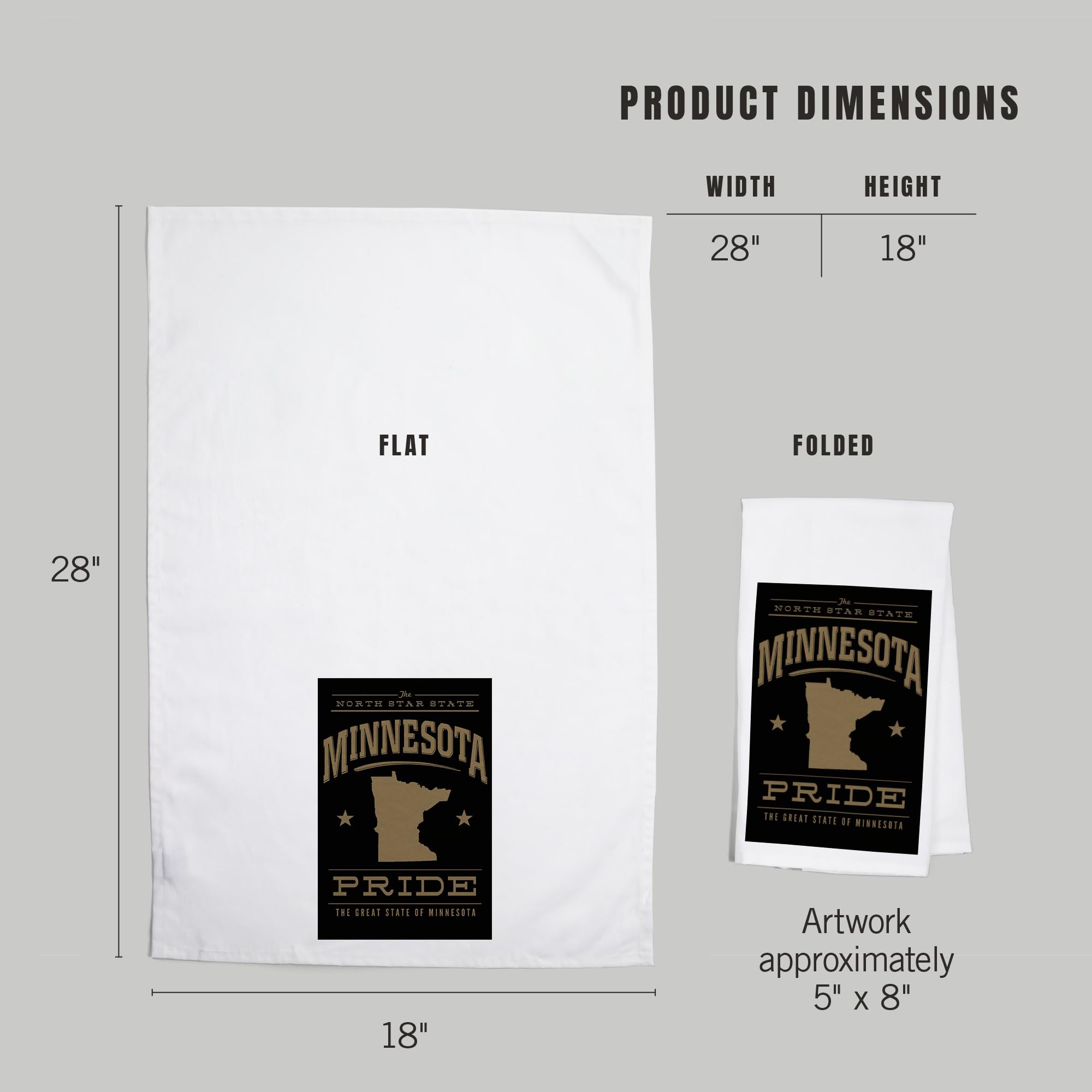 Minnesota State Pride Gold on Black Cotton Tea Towel - 100% Cotton Decorative Hand Towel for Kitchen, Home Decor & Gifts - Perfect for Dish Drying, Wall Art, and Housewarming Presents