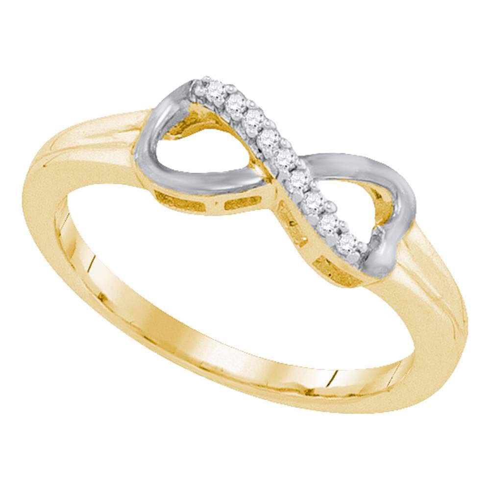 Dazzlingrock Sterling Silver Women's Round Diamond Infinity Ring - 1/20 CTW Yellow Gold Tone, Elegant Jewelry Gift for Anniversary, Valentine's Day & Special Occasions