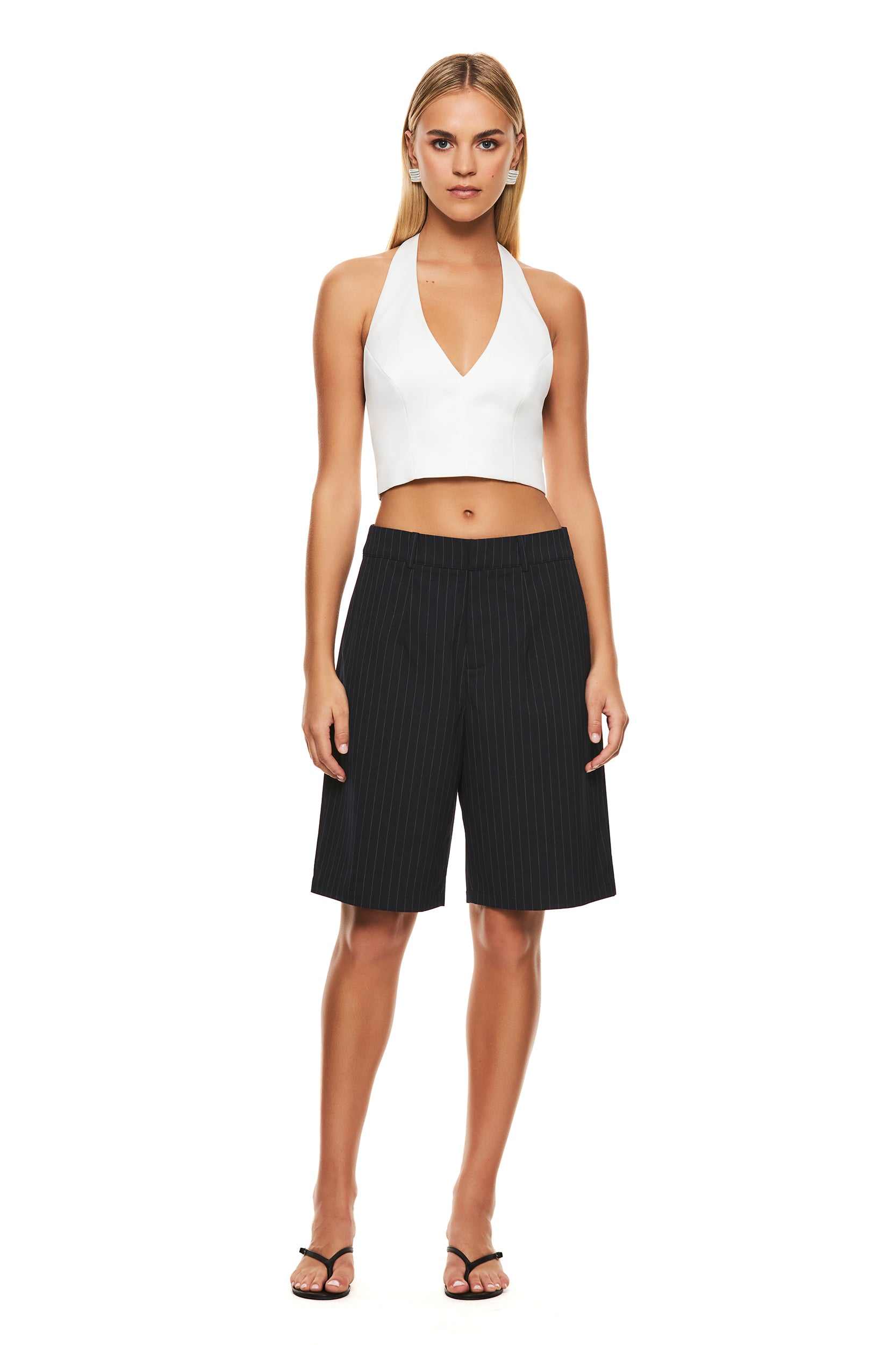 **Xander Navy Pinstripe Shorts for Men - Comfortable & Stylish Casual Wear - Perfect for Summer, Beach, and Outdoor Activities**