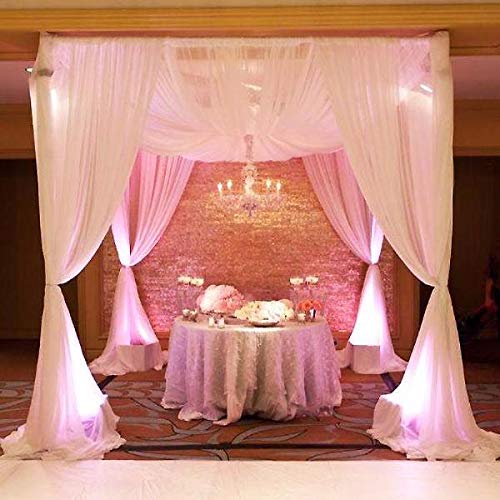 10 ft Adjustable 4-Post Canopy Chuppah Mandap Hardware Kit - Outdoor Wedding Arch, Photo Booth Backdrop, Garden Party Decor for Ceremonies & Events