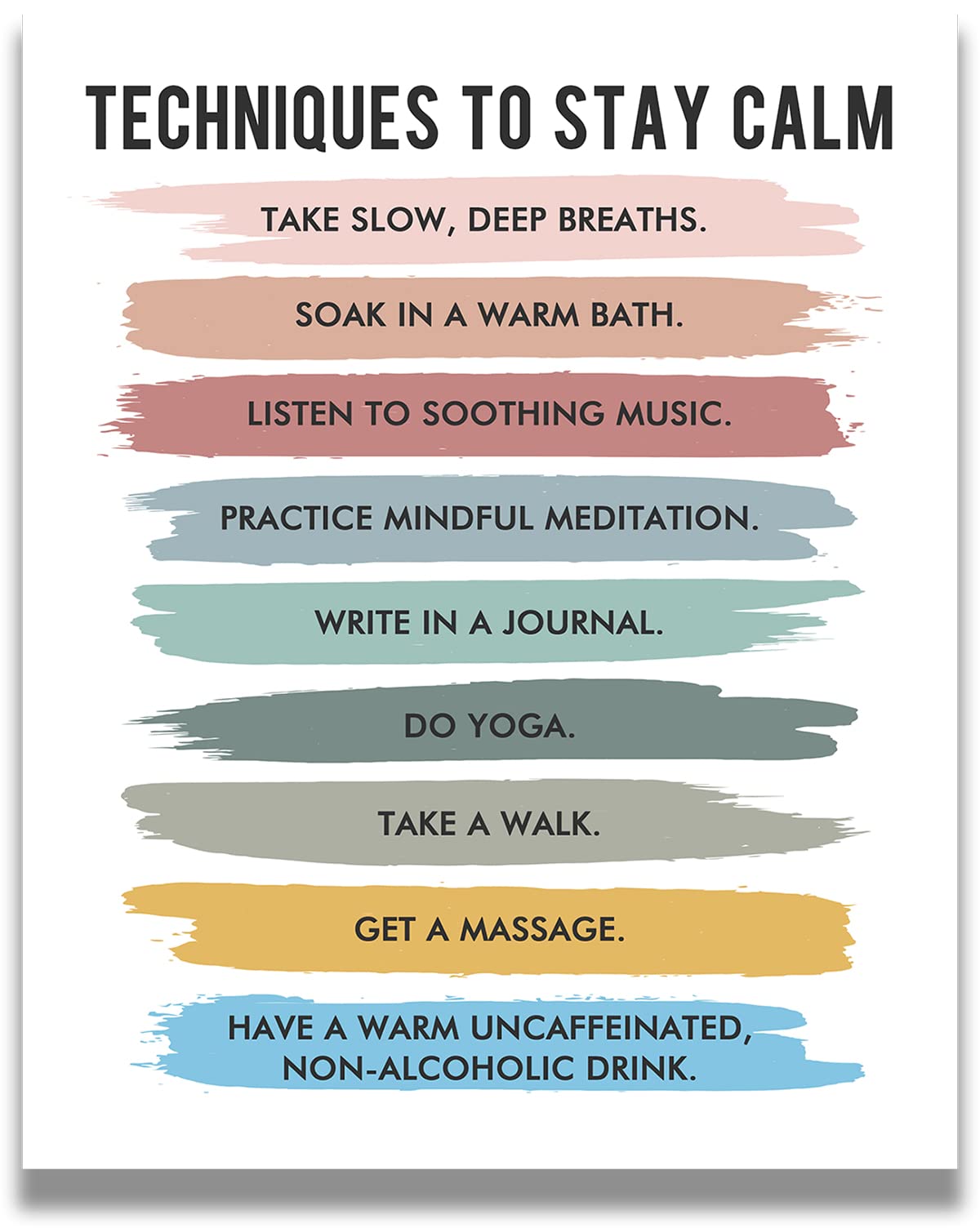 Govivo Mindfulness Wall Art - 16x20 Unframed Therapy Office Decor for Mental Health, Counseling & School Psychologist - Calming Techniques Poster for Stress Relief & Meditation Spaces