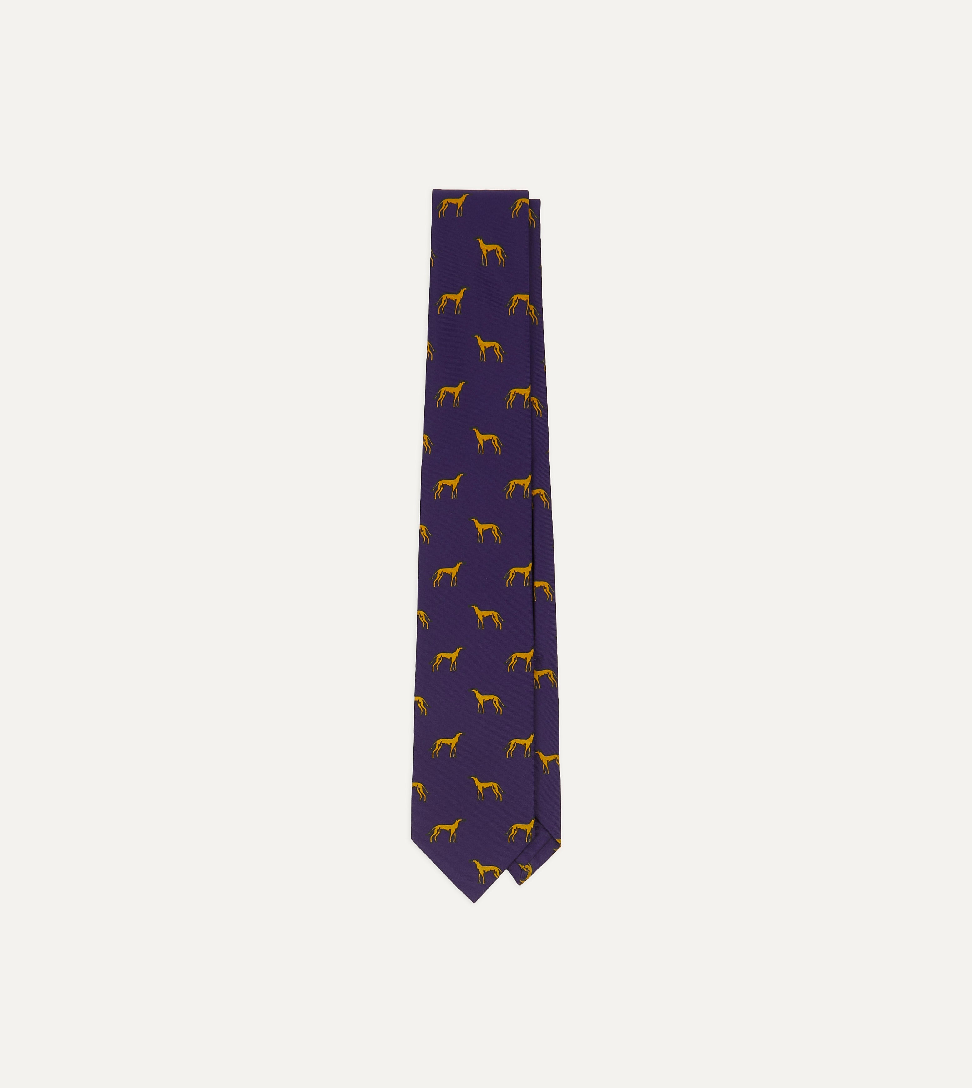 Elegant Navy and Yellow Dog Print Silk Tie for Men - Perfect for Weddings, Business Meetings & Formal Occasions
