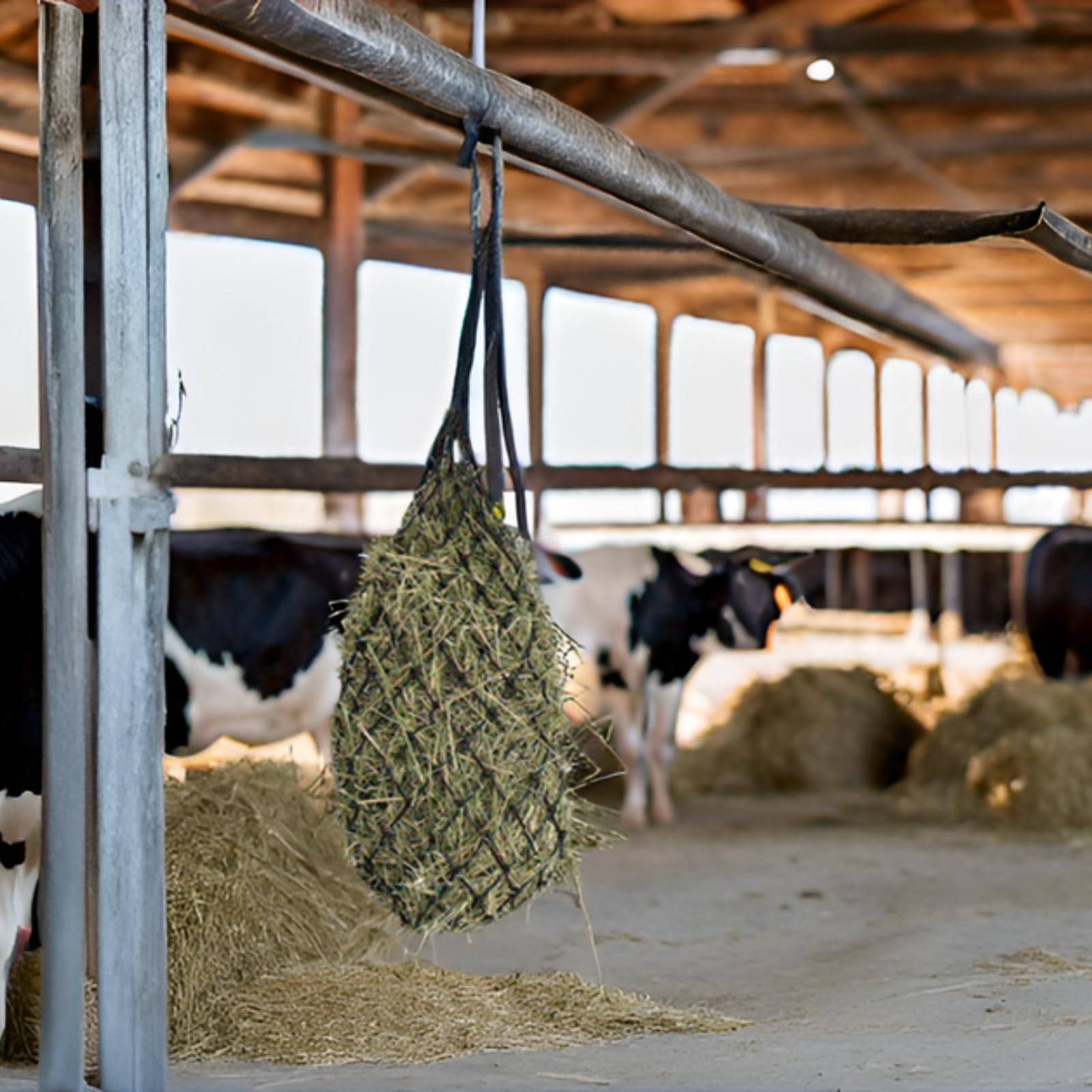 2 Pack Slow-Feed Hay Nets for Goats, Cows, Donkeys - Durable Nylon Rope Hay Bags 42