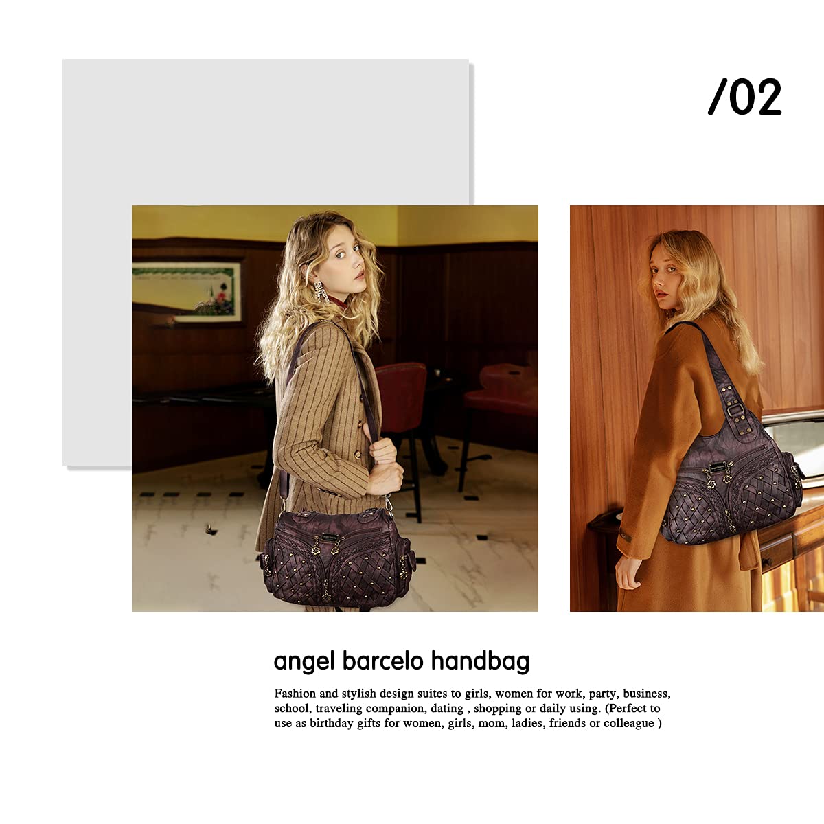 Angel Barcelo Women's Fashion Handbags - PU Leather Tote, Shoulder Bag & Satchel Purse with Top Handle | Stylish Hobo Bag for Work, Travel & Everyday Use