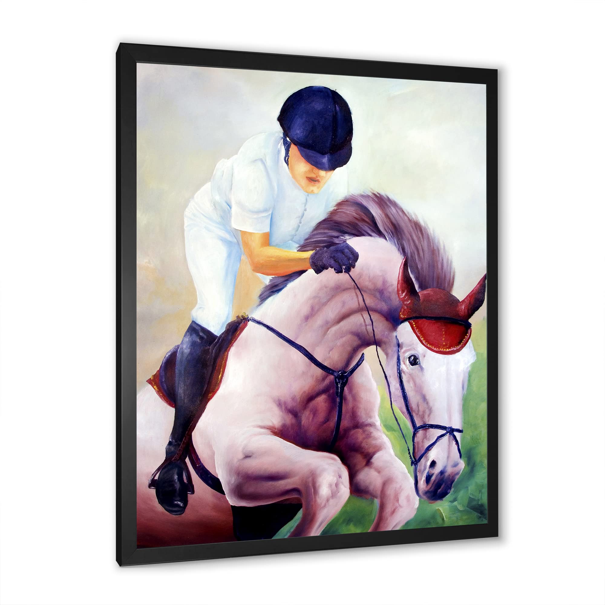 DesignQ Galloping Horse Farmhouse Framed Wall Art - Rustic Home Decor for Living Room, Bedroom & Office
