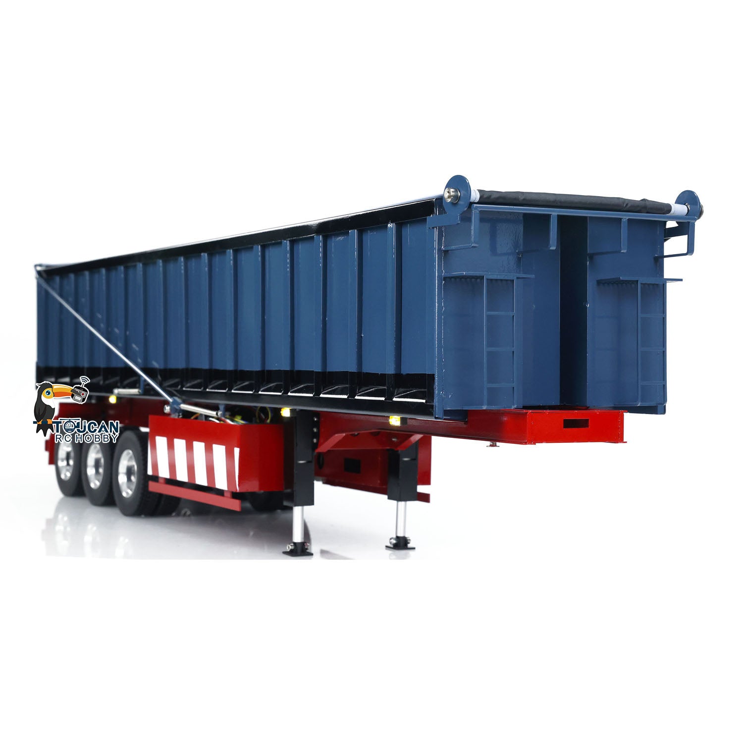 1/14 Scale Metal 3-Axle Hydraulic RC Dump Truck with Electric Awning - Remote Control Construction Tractor Trailer for Adults & Kids (Painted & Assembled) - Perfect for Construction Site Play, Collecting, and RC Truck Racing