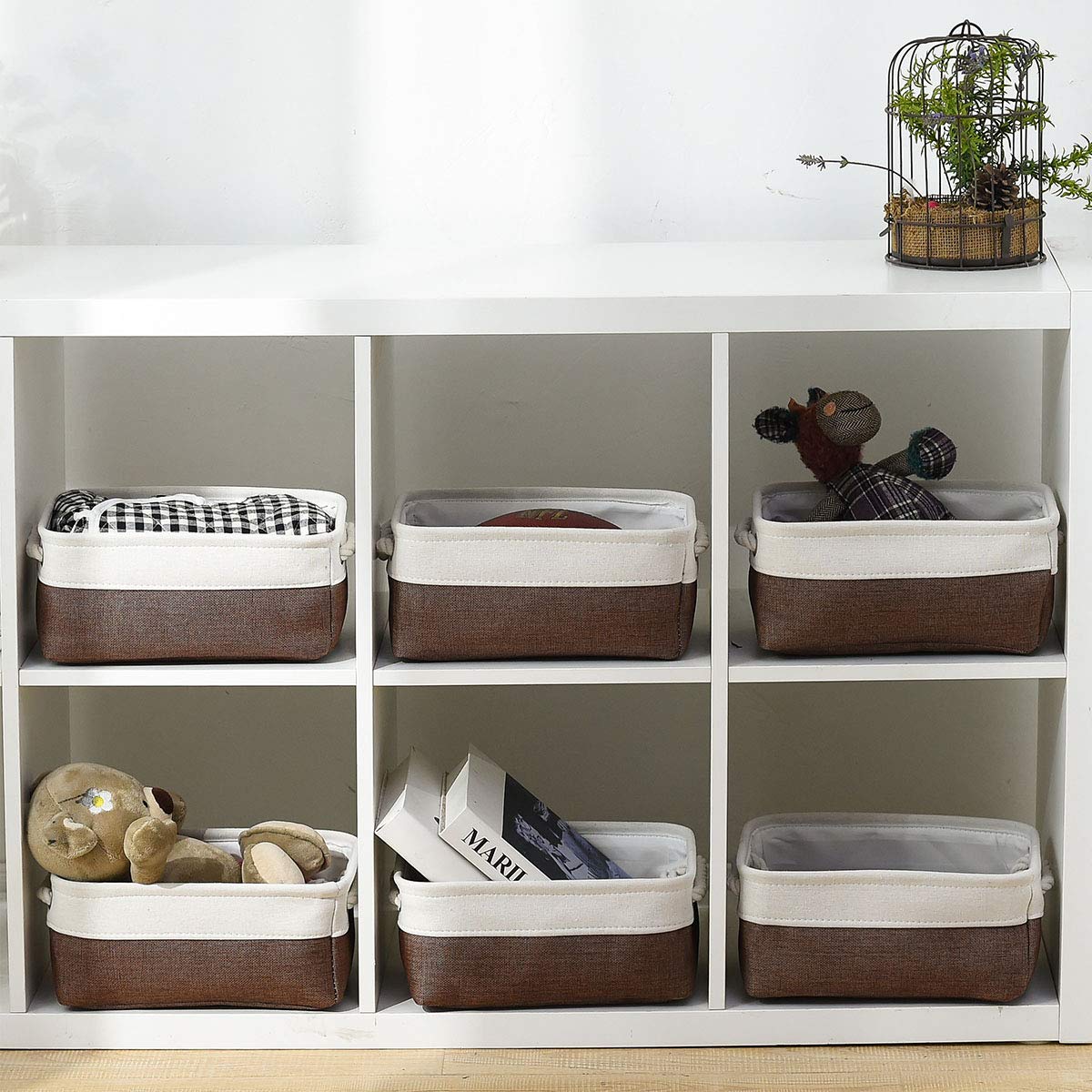 Small Fabric Storage Baskets for Shelves & Closet - Collapsible Rectangular Organizer Bins for Clothes, Books, Toys & Gifts - Perfect for Bedroom, Nursery & Home Organization