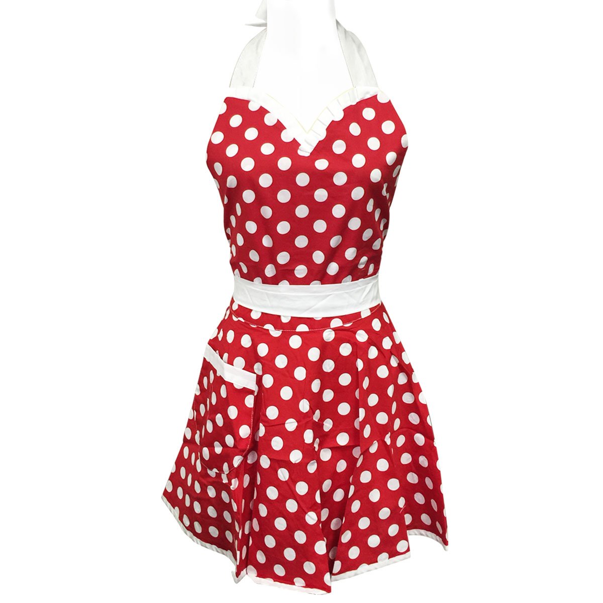 Vintage Retro 50's Style Kitchen Apron for Women - Bowbear Adjustable Bib Apron for Cooking, Baking, BBQ & House Cleaning - Perfect Gift for Mom & Grandma