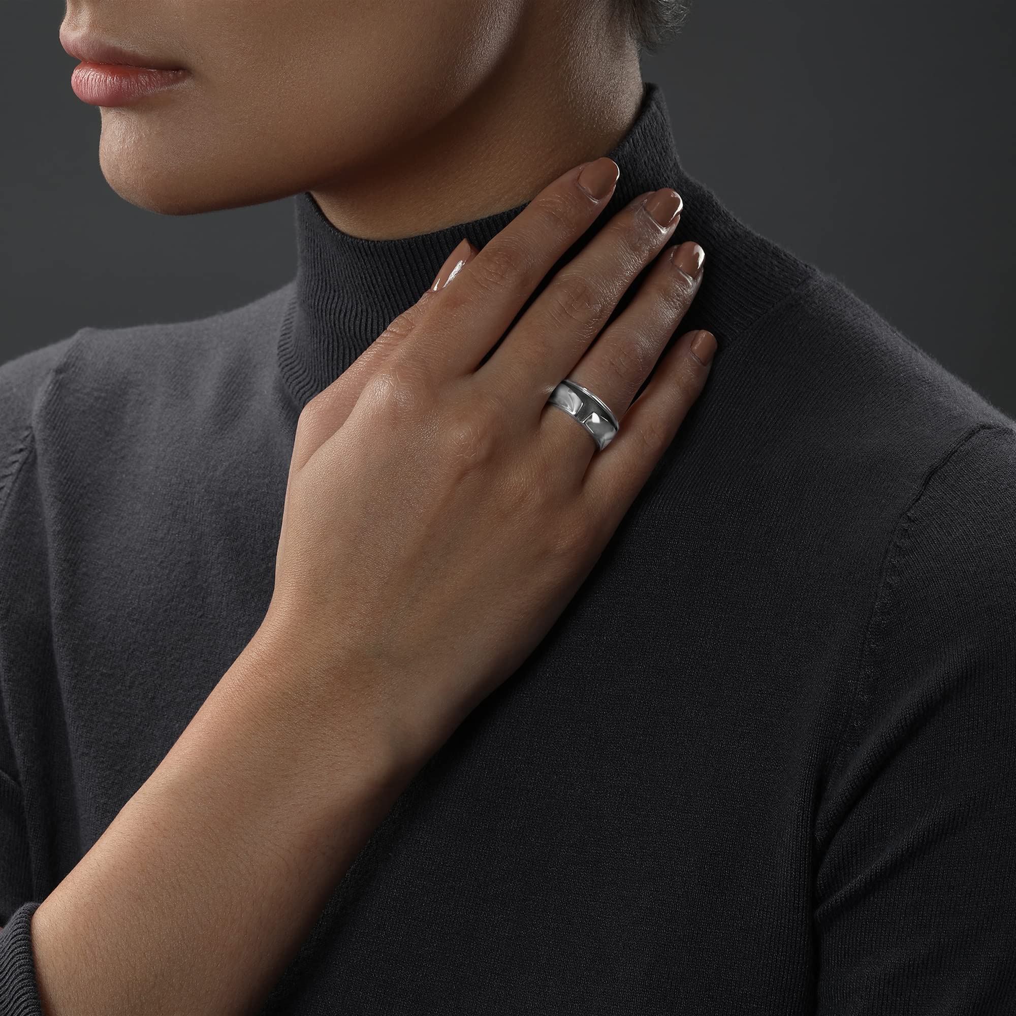 Star Wars™ The Mandalorian™ Women's Ring - Sterling Silver & Black Rhodium Plated Band | Official Licensed Jewelry Gift for Women | Perfect for Cosplay, Collectors & Star Wars Fans | Comes with Elegant Gift Box