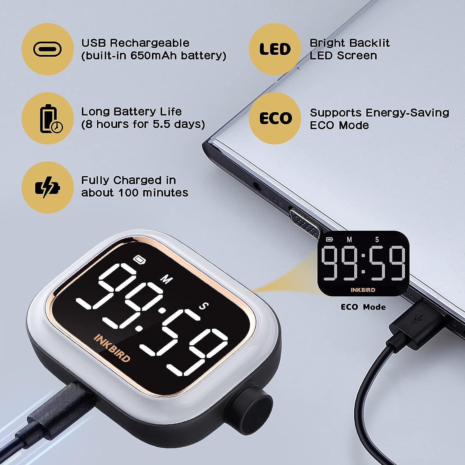 Digital Kitchen Timer IDT 02 - Countdown & Alarm Cooking Timer for Baking, Grilling, and Meal Prep - Perfect for Home Chefs & Professional Kitchens