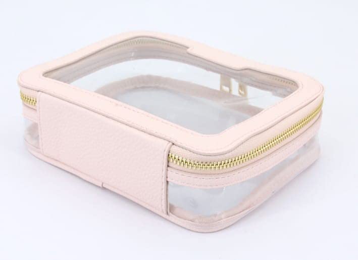 Waterproof Clear PVC Toiletry Bag with Zipper - Vegan Leather Cosmetic & Makeup Travel Organizer for Men & Women (Pink) - Perfect for Bathroom, Gym, Camping & Air Travel Essentials