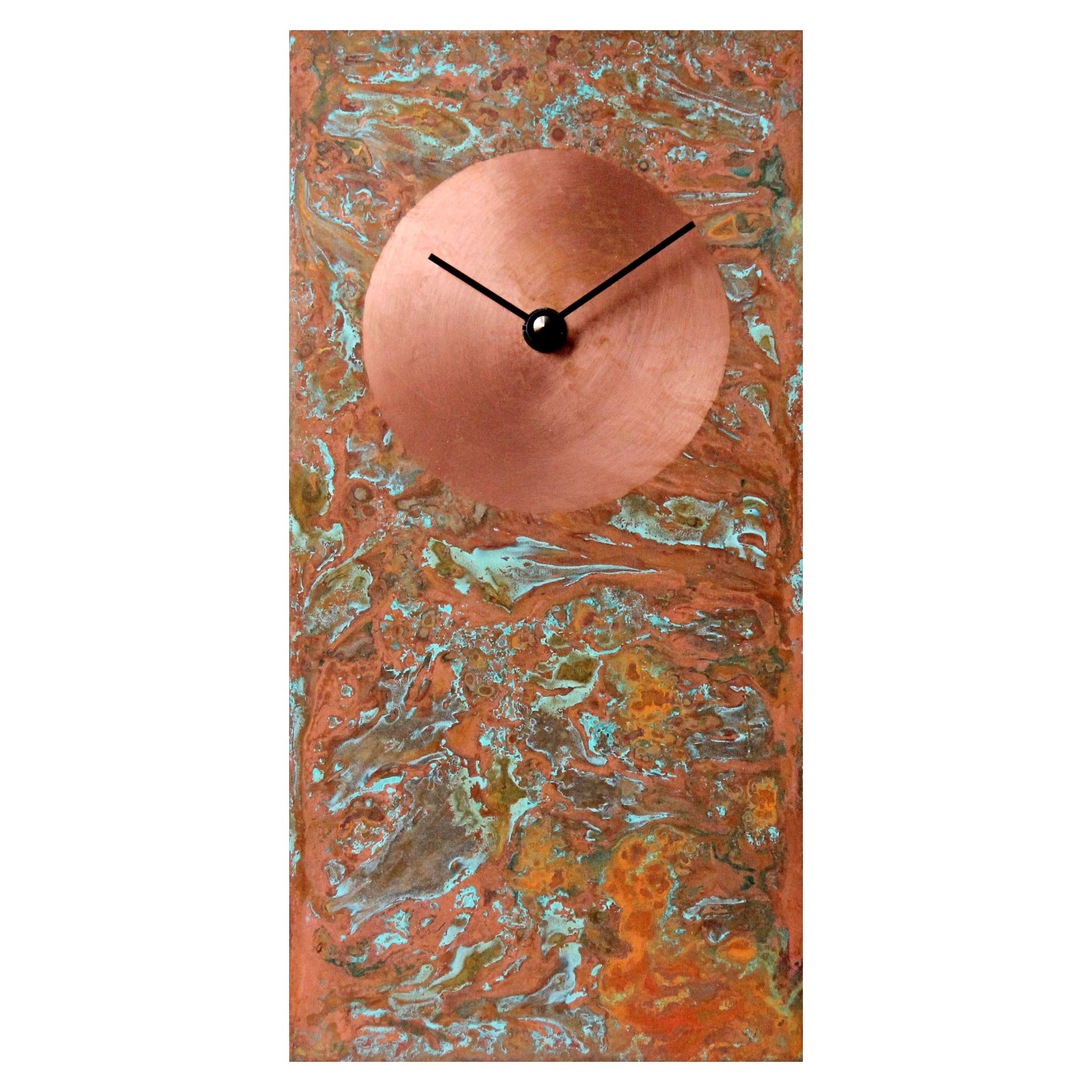 16-Inch Large Copper Wall Clock - Silent Non-Ticking Rectangular Rustic Farmhouse Decor | Handmade Native American Southwest Style | Perfect for Kitchen, Living Room & 7th Wedding Anniversary Gifts