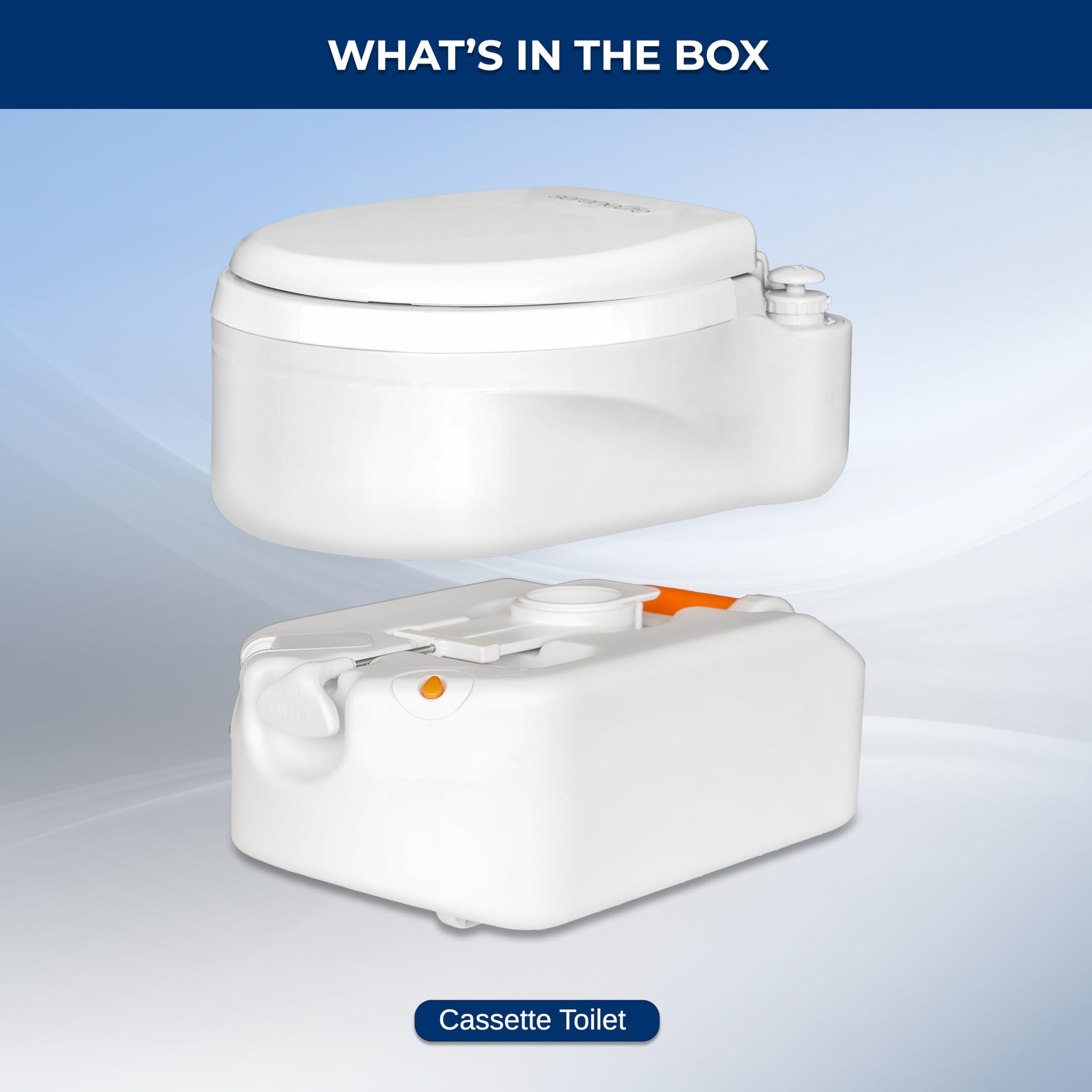 SereneLife Outdoor Portable RV Toilet - Compact Travel Toilet for Camping & Road Trips, Home-Like Comfort with Ergonomic Seat, XL 4.5 Gallon Waste Tank, Air Release Vent & Button Flush System, Durable & Easy-to-Clean - Perfect for RV, Van Life, Boating & Emergency Use
