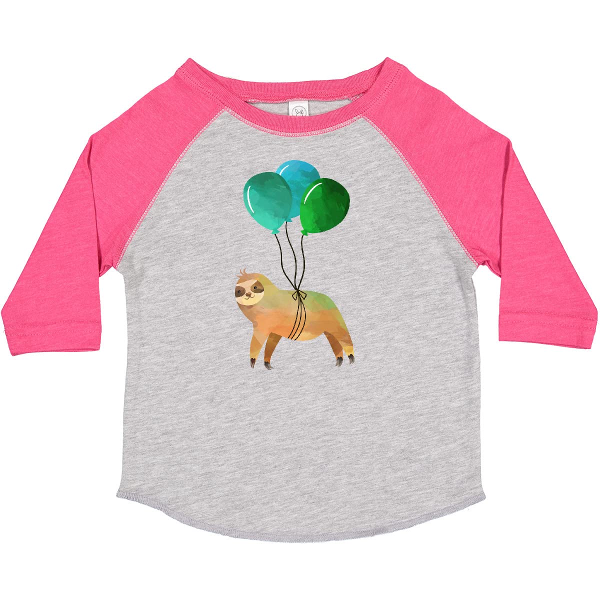 Inktastic Cute Flying Sloth with Green Balloons Toddler T-Shirt - Soft & Comfortable Kids Tee for Playdates, Birthday Parties & Everyday Wear