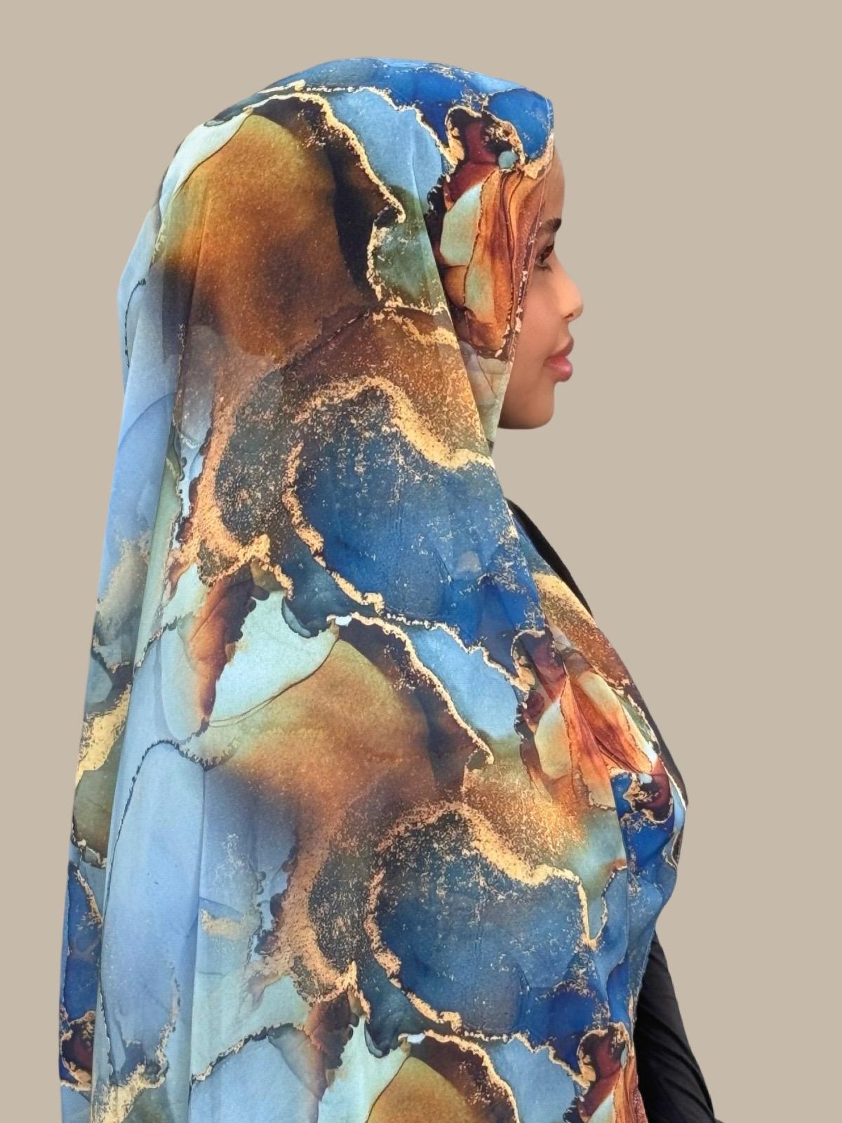 Printed Chiffon Hijab Scarf - Soft Lightweight Muslim Headscarf for Women - Perfect for Daily Wear, Prayer, and Special Occasions