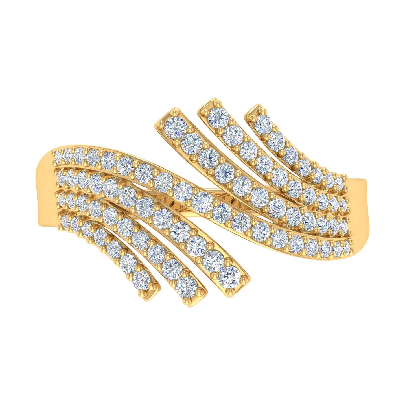 1/2 Carat Bypass Diamond Ring in 10K Gold - Elegant Statement Jewelry for Women, Perfect for Engagement, Anniversary & Special Occasions