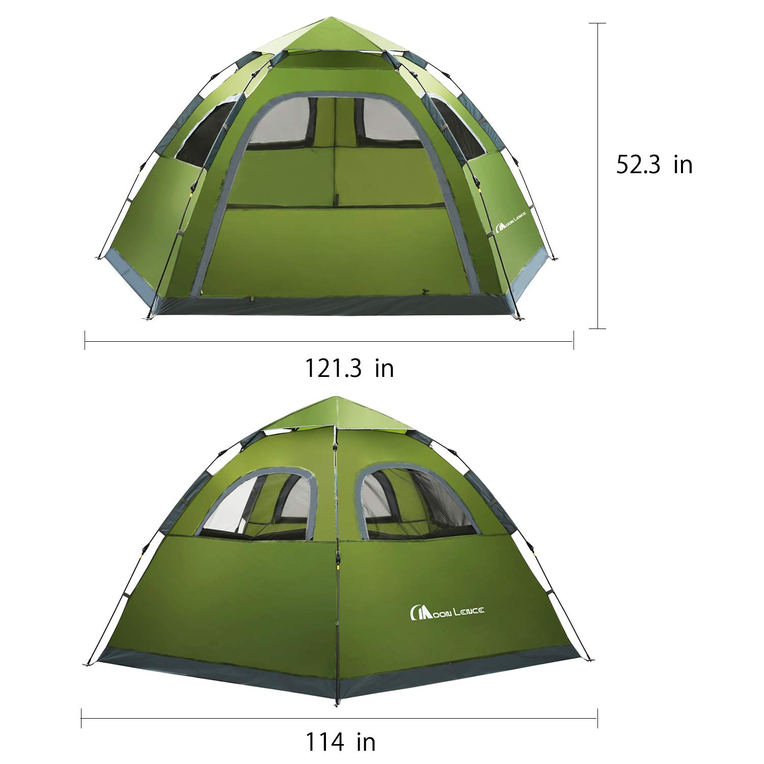 Moon Lence Instant Pop Up Tent - 4-5 Person Family Camping Tent, Waterproof & Windproof Automatic Portable Tent for Camping, Hiking, Mountaineering | Perfect for Backyard, Beach & Outdoor Adventures