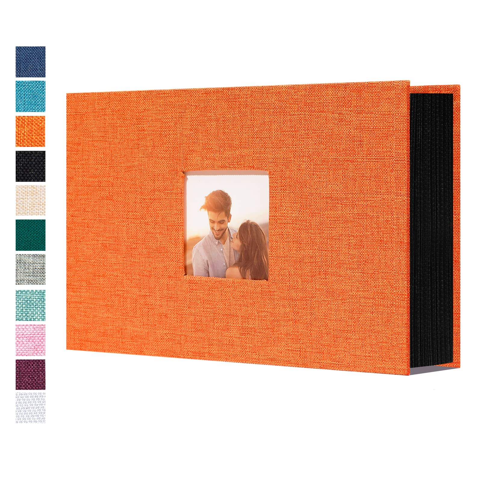 Premium Linen Hardcover Photo Album 4x6 - Holds 100 Pictures | Wedding, Vacation, Family, Baby & Pet Memory Book | Durable Orange Linen Cover Photo Organizer | Perfect for Scrapbooking & Gift Giving