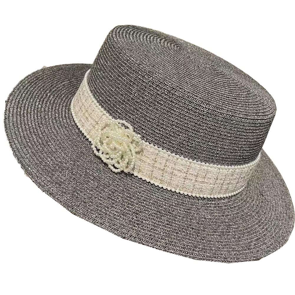 Stylish UV Protection Straw Beach Sun Hats for Women & Men - Summer Fedora Boater Hat with Wide Brim - Perfect for Outdoor, Vacation, Pool Party and Beach Activities