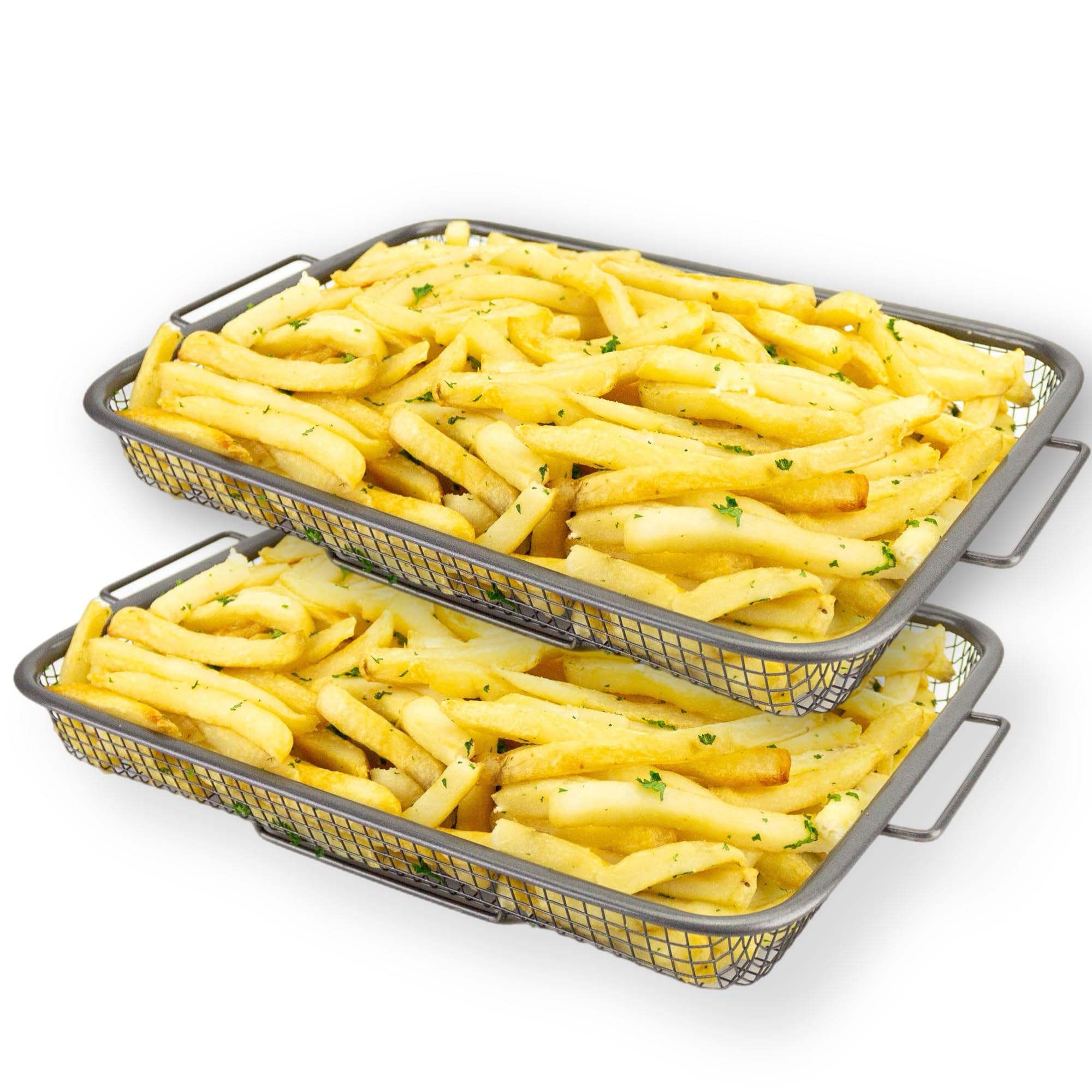 2-Piece Non-Toxic Non-Stick Crisping Basket Set for Oven & Air Fryer | Healthy Cooking Accessories | 9