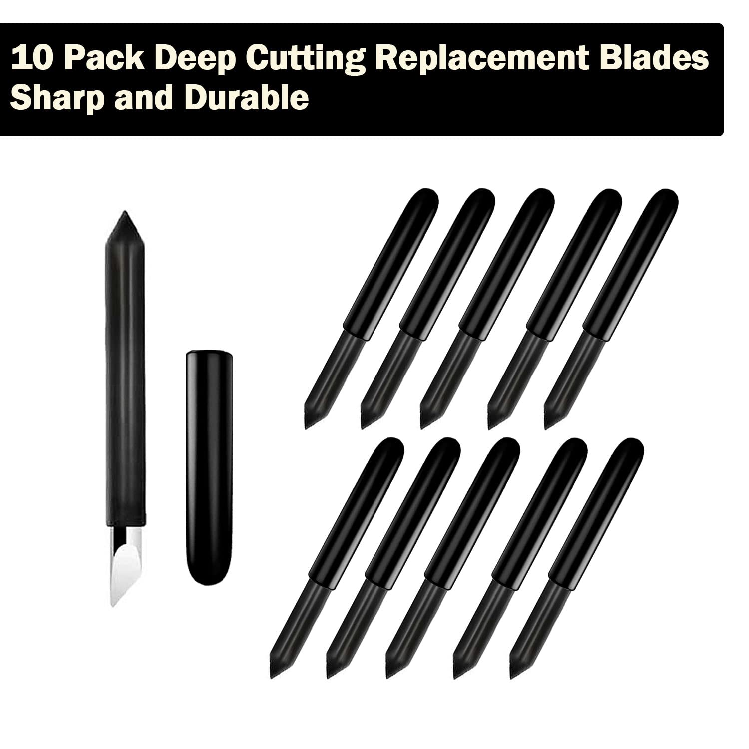 10PCS Replacement Deep Point Cutting Blades for Cricut Maker/Maker 3 & Explore Air/Air 2/Air 3 - Heavy Duty Craft Blades for Vinyl, Cardstock, Leather - Perfect for DIY Projects, Scrapbooking & Home Decor