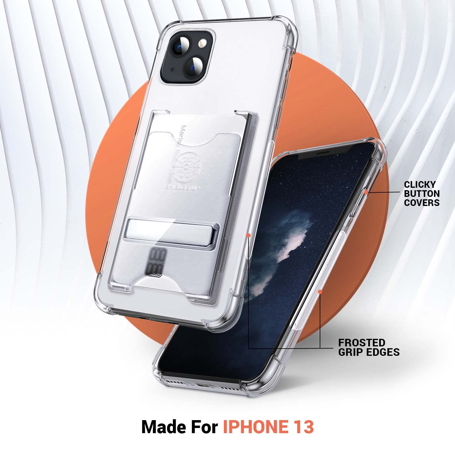 Shockproof iPhone 13 Case with Wallet & Stand - Slim Clear Protective Cover for Apple iPhone 13 (6.1 inch) | Perfect for Everyday Use, Travel & Hands-Free Viewing